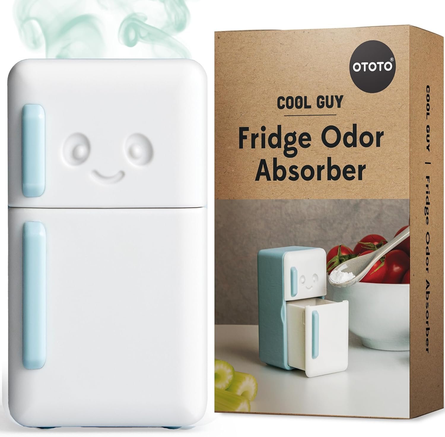 OTOTO Fridge Deodorizer – Refrigerator Deodorizer, Baking Soda Odor Absorber, Cute Kitchen Accessories, Baking Soda Container, Kitchen Gadgets (Fridge)