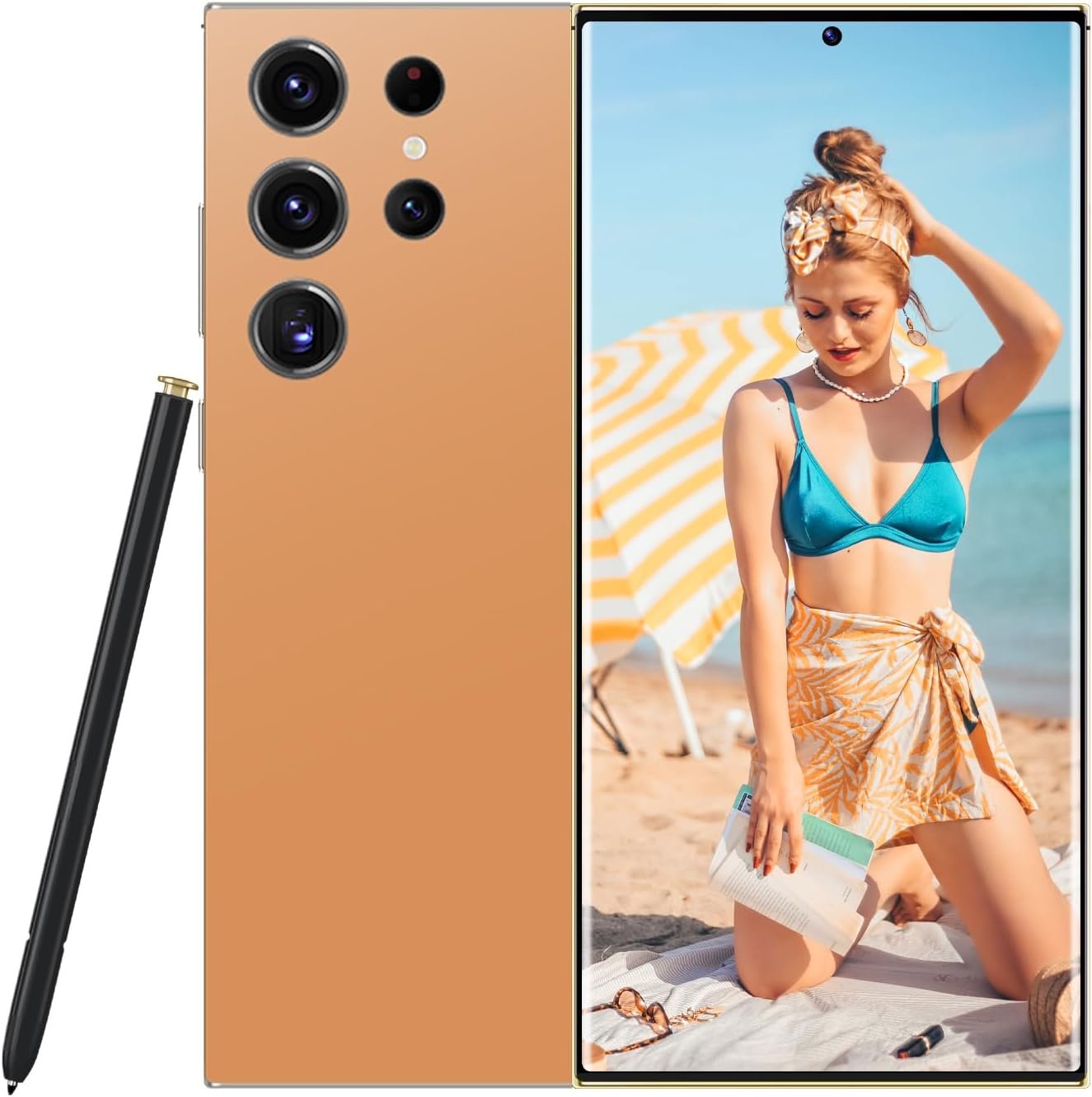 S24 Ultra Unlocked Phones 5G Cell Phone,Smartphone with Tool Pen, Android 14.0 Cell Phone 6GB+256GB Dual SIM Dual Standby (Orange)