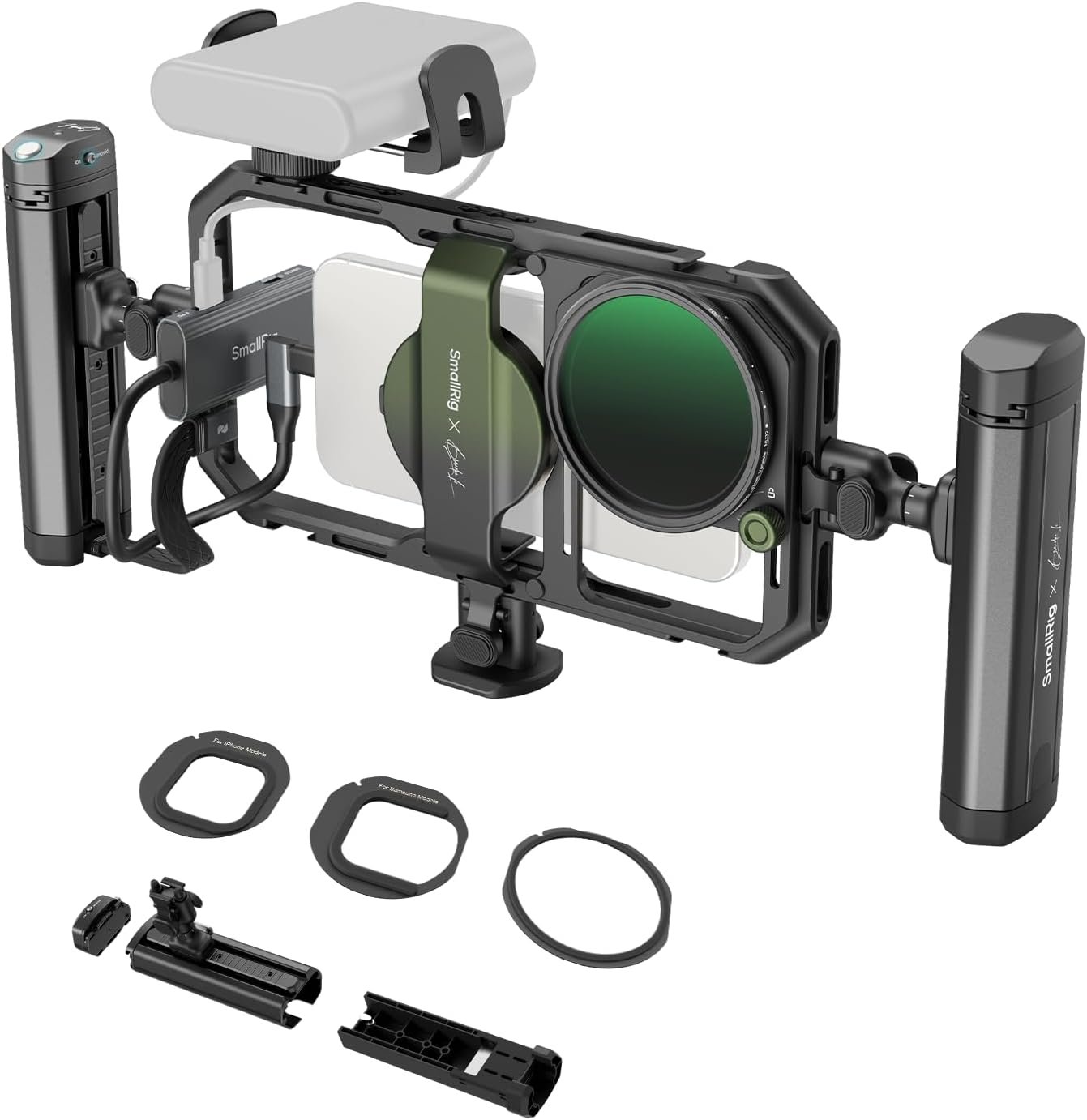 SmallRig x Brandon Li All-in-One Mobile Video Kit, Quick Release Universal Phone Video Rig Kit for iPhone for Samsung for Pixel, with Wireless Rotatable Handles for M.2 SSD w 67mm VND Filter – 4596