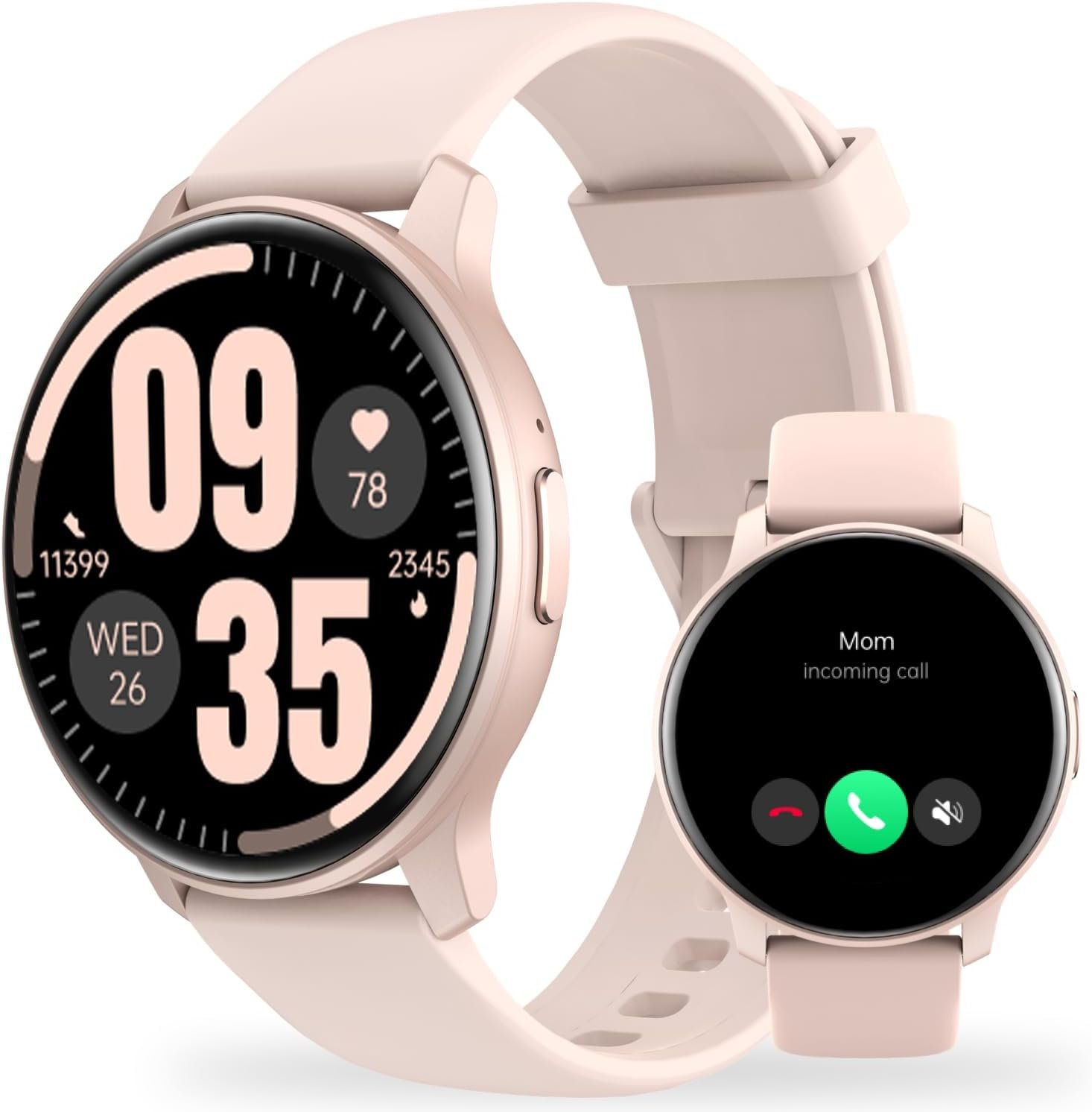 Smart Watch,Answer/Make Call,HD Smart Watch for Women Men,Fitness Tracker with 100+ Sport Modes, IP68,Heart Rate/Sleep Monitor, Spo2, Pedometer, Activity Tracker for Android iOS (Pink)