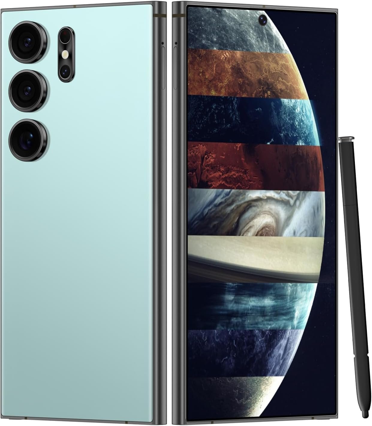 Unlocked Cell Phones S24 Ultra Smartphone Android 13 Unlocked Phones 8+256GB 6.8″ HD Screen Dual SIM 108MP+48MP Camera 6800 mAh and Built-in Pen(Light Cyan)