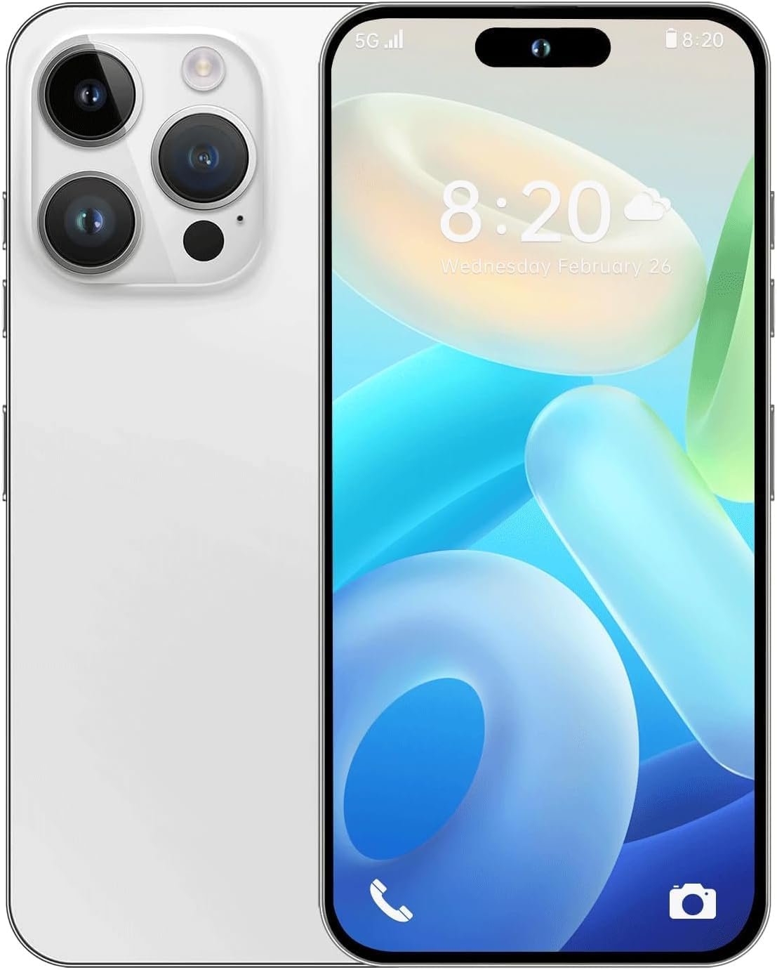 X16 Promax Unlocked Phones 5G, 6.8″ HD Screen Cell Phone with Android 13 12GB+512GB, 108MP+48MP Camera Unlocked Smartphone, 6800mAh Battery, 5G/Dual Sim/Face ID/GPS Titanium White