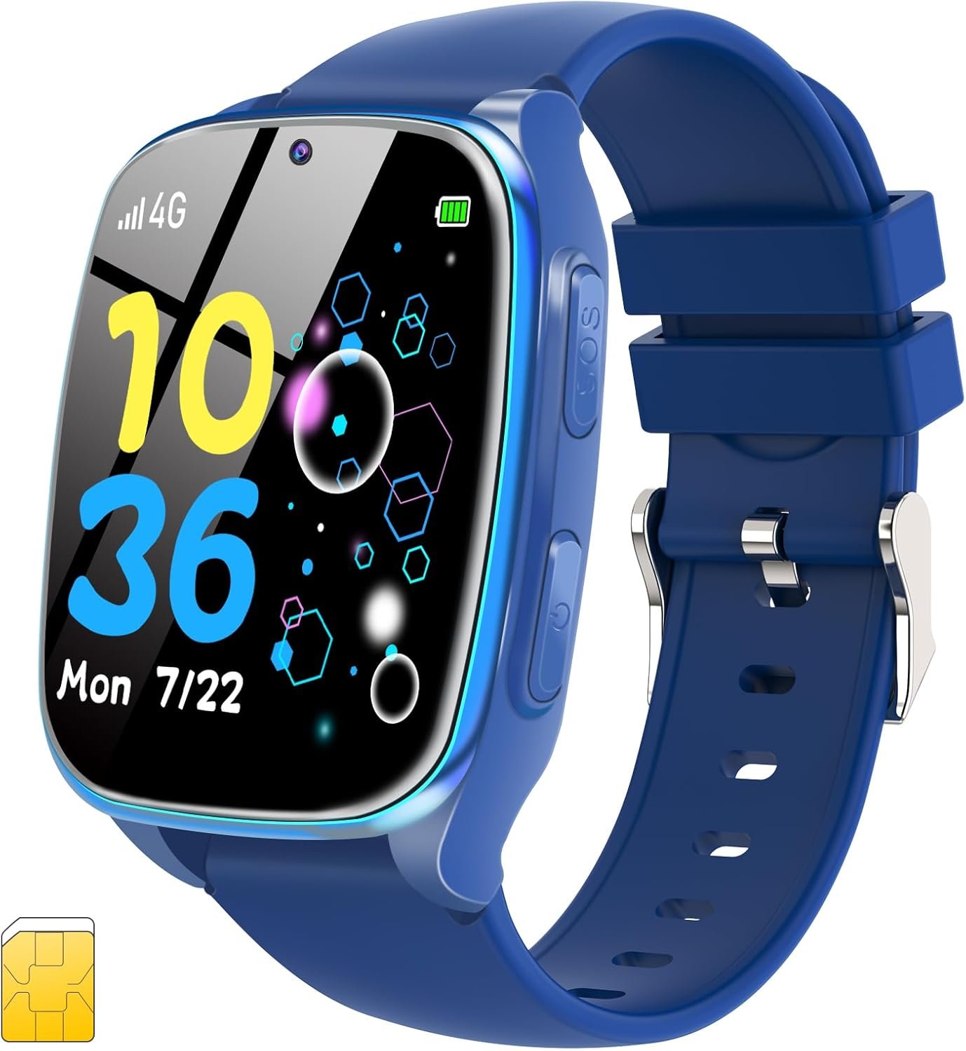 4G Kids Smart Watch – Kids Smartwatch Phone with SIM Card for Aged 4-12 Camera Music Games Audiobooks Learn Card Calculator Alarm Cell Phone Watch Gift for Boys and Girls(Dark Blue)