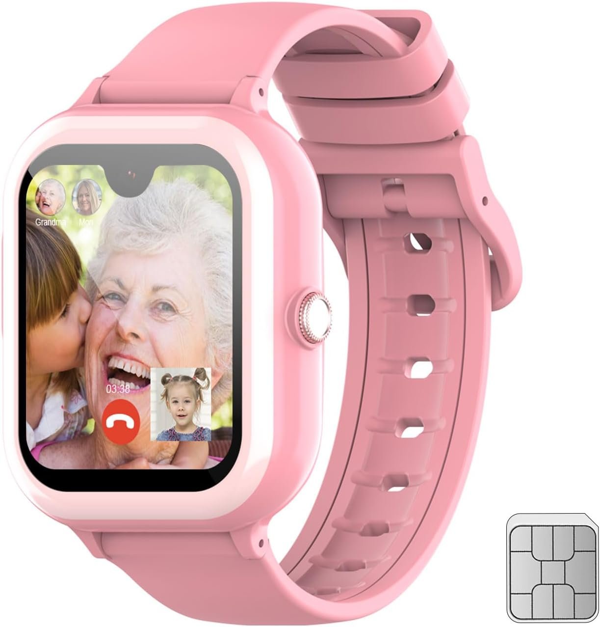 4G WiFi SIM Card Kids Smart Watch for Girl,1.78”Large Amoled Screen GPS Watch for Teen Students with SOS,Camera,2-Way Video Calling, Pedometer, Whatsapp, Kids Phone Watch