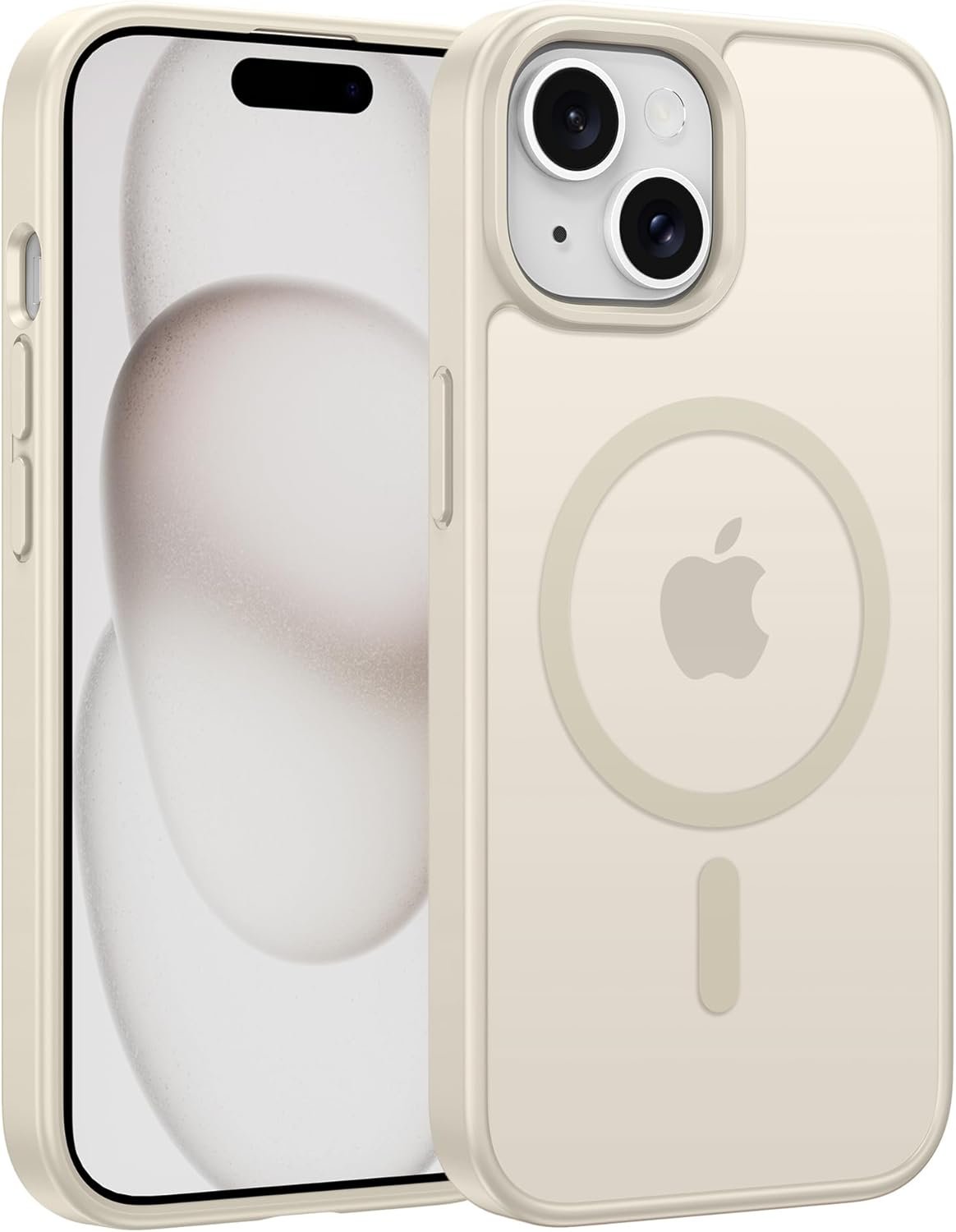 FNTCASE for iPhone 15 Case Matte: for iPhone 14 Case Magnetic Frosted Translucent Slim Shockproof Cell Phone Cover | Military Grade Protection Drop Proof Tough Protective Cases – 6.1 inch Off White