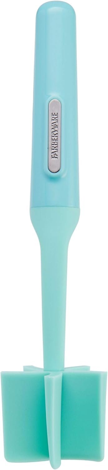 Farberware Heat Resistant Nylon Meat and Potato Masher Safe for Non-Stick Cookware, 10 inch, Aqua