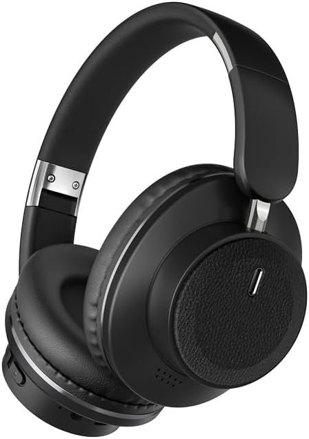 Foldable Bluetooth Over-Ear Headphones, Wireless Headphones with Hidden Mic for Cell Phone, PC, Laptop, Suitable for Music, School, Workouts, and Gaming (Black)