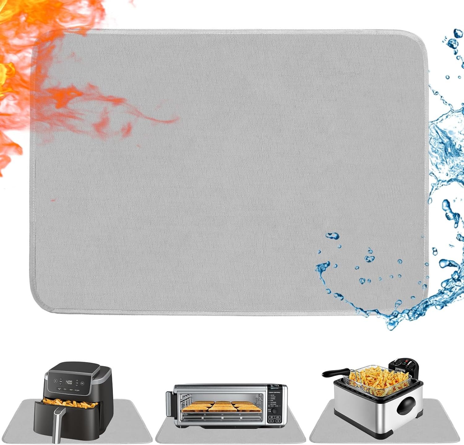 Heat Resistant Mat for Air Fryer,Deep Fryer,Oven,Gray 16x24in Hot Pads for Kitchen Counter Heat Protector,Deep Fryer Coffee Machine Accessories,Under Coffee Maker Mats for Quartz Countertop Protector