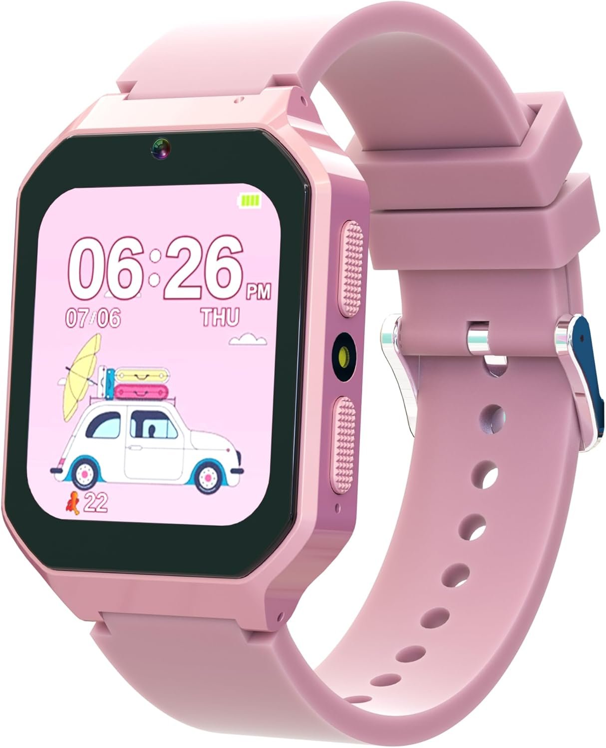 Kids Smart Watch Girls 5-7 Girls Watch with 26 Games Kids Pedometer Watch with Learning Card Audio Book Camera Player Calculator Alarm Calendar Recorder Toddler Games Toys Watch(Pink)