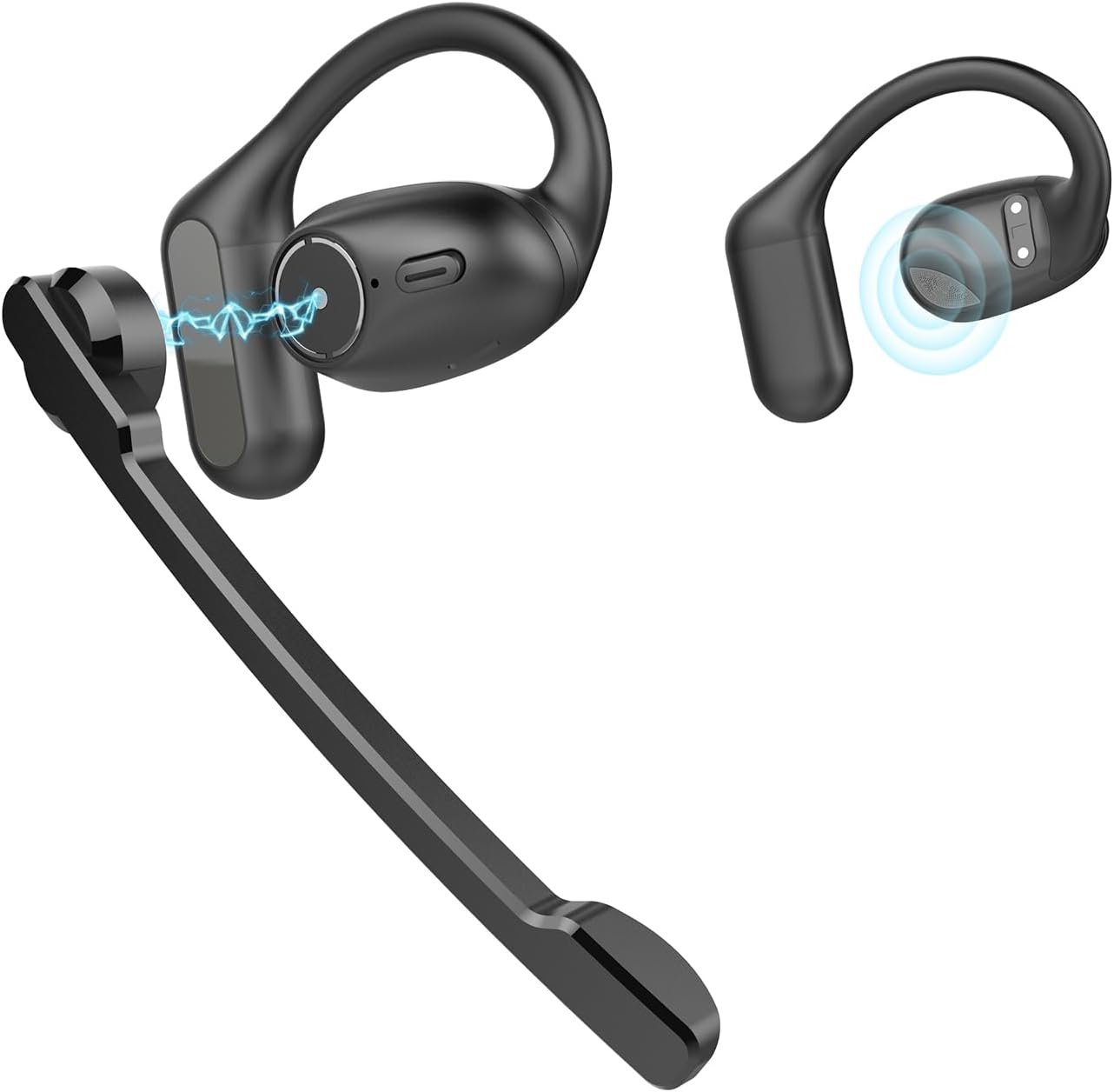 Open Ear Headphones,Wireless Headphones with a Detachable Microphone, True Wireless for Mobile Phones and Laptop PC, Suitable for Office Meetings, Business, Running Cycling Driving Work