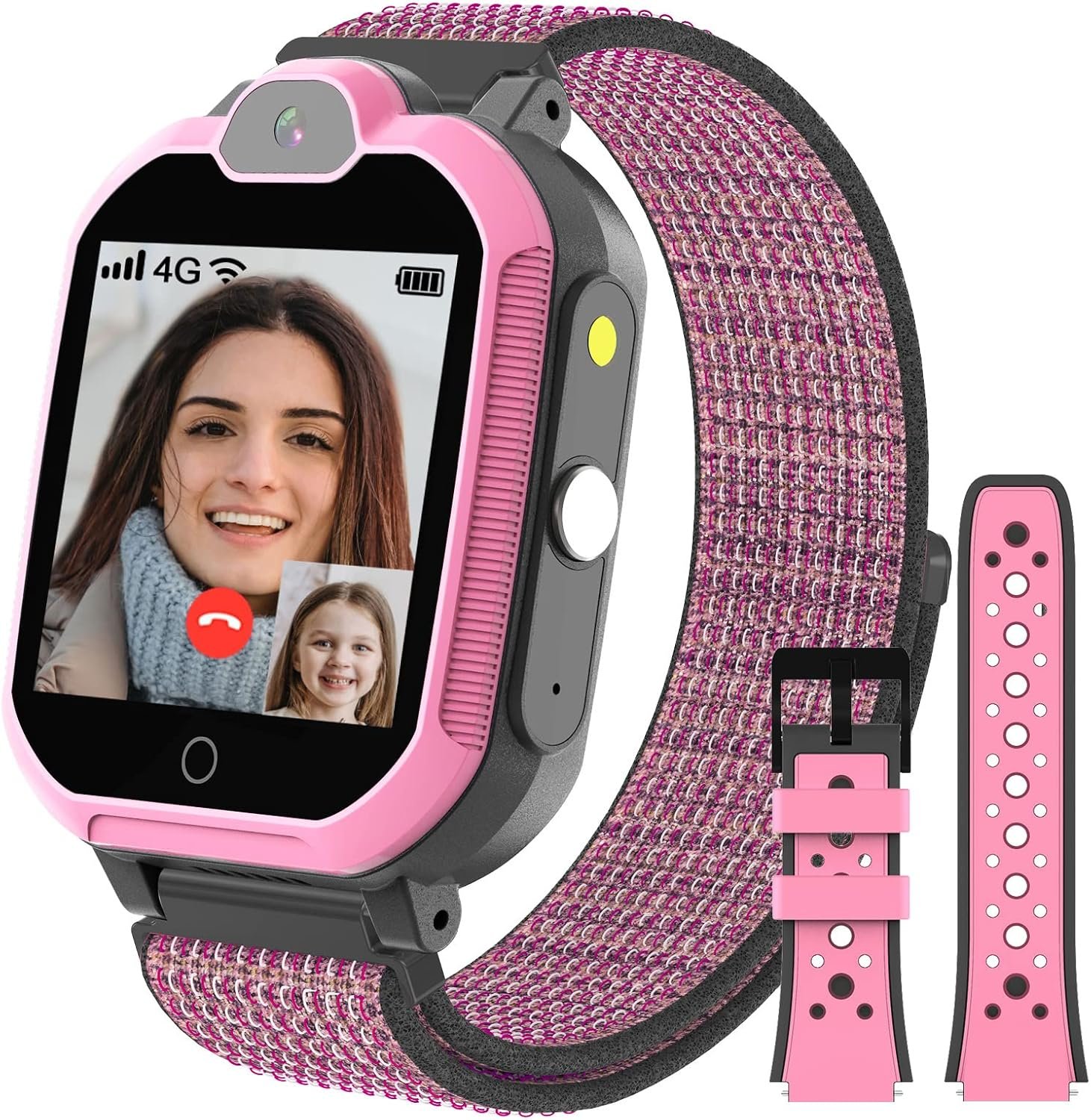 PTHTECHUS 4G Smart Watch for Kids with SIM Card, Kids Phone Smartwatch GPS Tracker, Call, Voice & Video Chat, Alarm, Pedometer, Camera, SOS, Touch Screen WiFi Music Wrist Watch for 4-12 Boys Girls