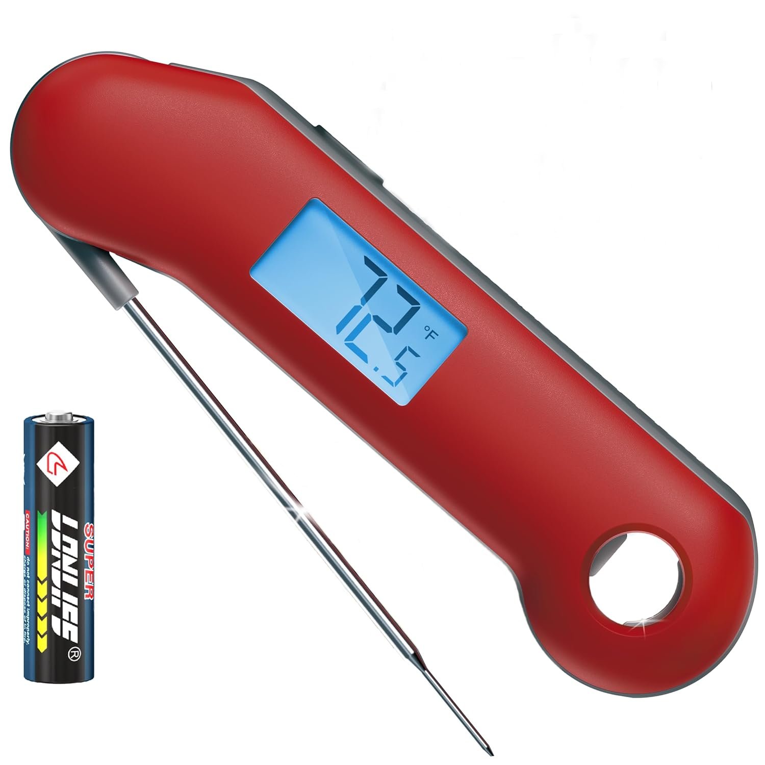 Professional Digital Meat Thermometer, Ultra Fast 0.5 Sec Instant Read, NIST Certified Accurate to ±0.5°F, IP67 Waterproof, Backlit, Auto Rotates/On/Off, Valentines Gift, Dark Red&Gray