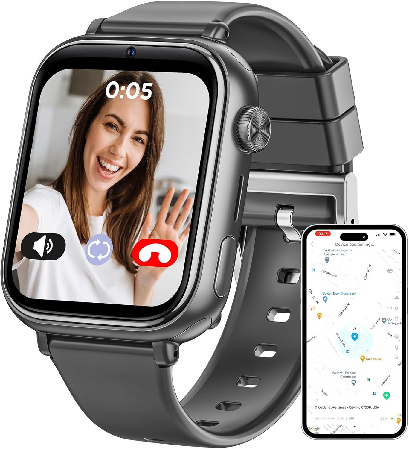 Smart Watch for Kids 6-12 [Kids GPS Tracker/Text/Video Call] Kids Smart Watches Boys Girls, Kids Watch with GPS Tracker, School Mode, Safety Alerts, GPS Tracker for Kids Smart Watch SIM,Jet Black