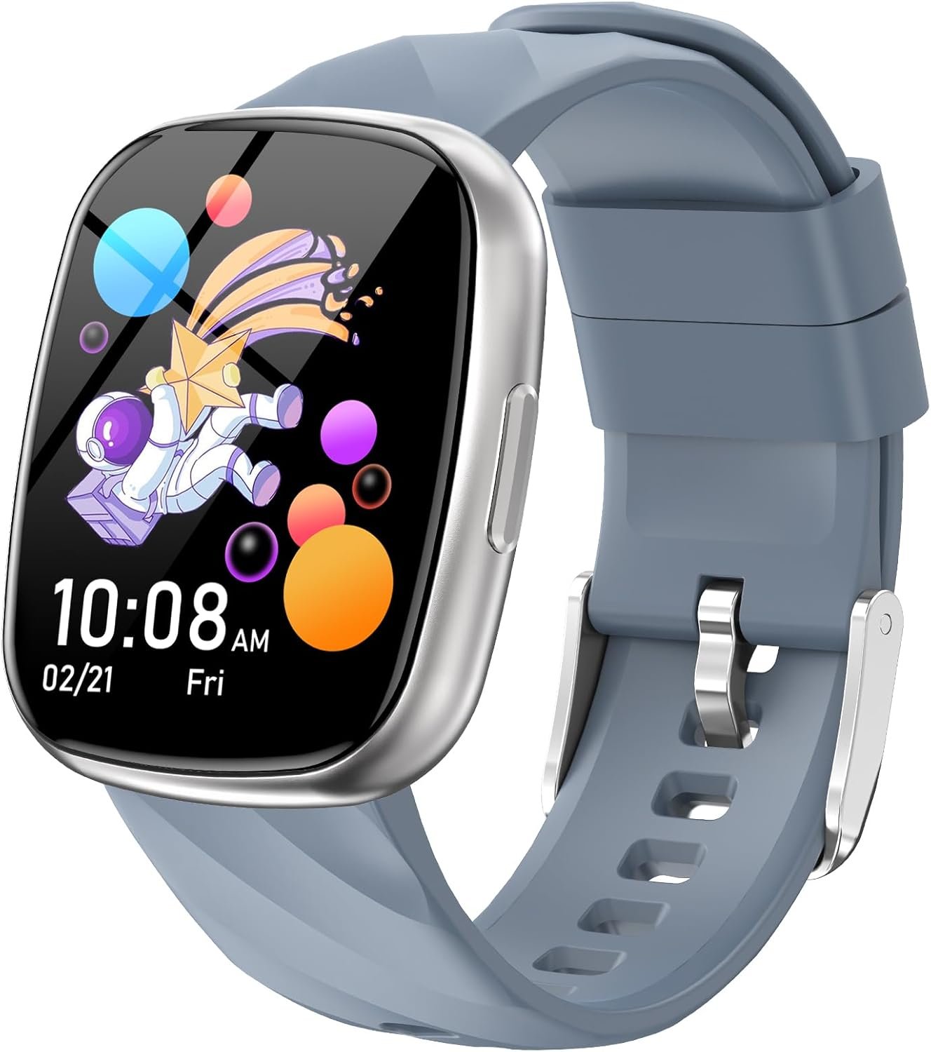 Smart Watch for Kids Fitness Activity Tracker for Boys Girls, Waterproof, Puzzle Games, Alarm Music, Sport Mode, Heart Rate, Sleep, Pedometer, Children Smartwatch Birthday Gift for Teens, Silver