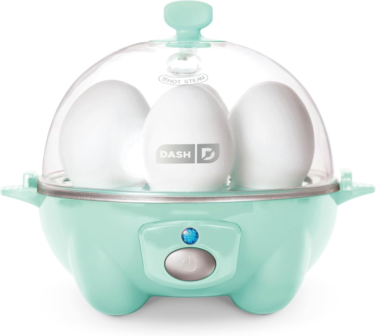 DASH Rapid Egg Cooker: 6 Egg Capacity Electric Egg Cooker for Hard Boiled Eggs, Poached Eggs, Scrambled Eggs, or Omelets with Auto Shut Off Feature – Aqua, 5.5 Inch (DEC005AQ)