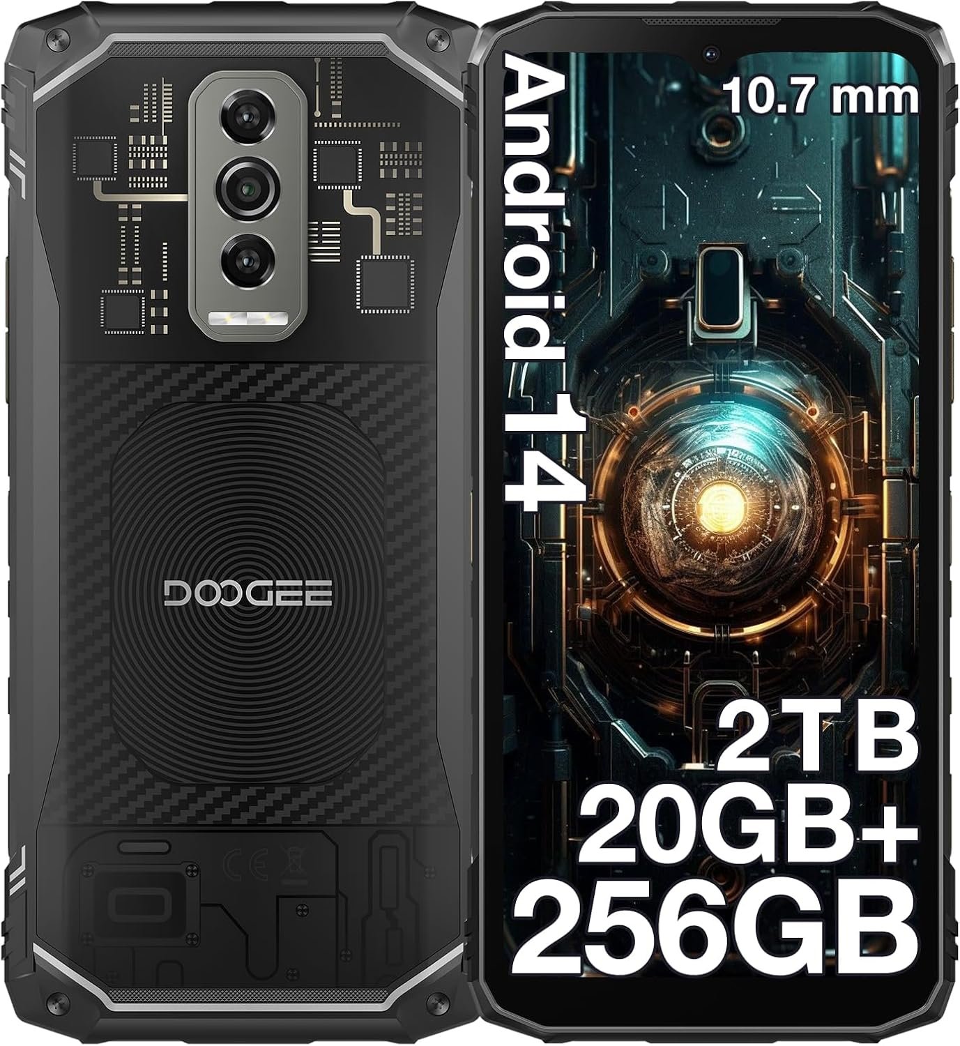 DOOGEE Blade 10 Ultra (2025) Rugged Smartphone, 20GB RAM+256GB ROM Rugged Phone Unlocked Android 14,6.56”90Hz Display,50MP Camera, IP68/IP69K Waterproof Phones, Face ID/NFC/GPS/OTG