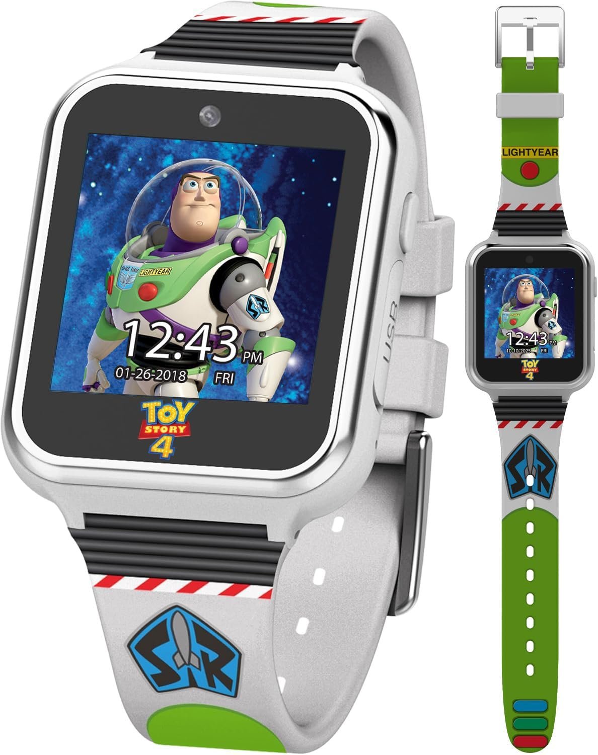 Disney Pixar Toy Story 4 Kids Interactive Smart Watch with Touchscreen, Camera, Games, Pedometer, Alarm – Fun Digital Watch for Boys & Girls – Buzz Lightyear Silicone Strap – Fits Wrists 5.5”-8”