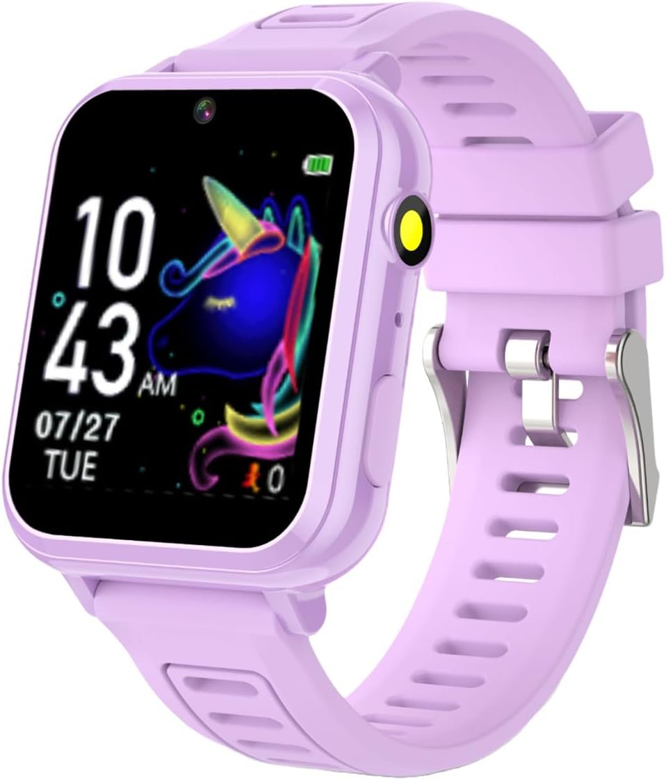 Kids Smart Watches Girls with HD Touch Screen Camera Music Player 24 Puzzle Games Pedometer Alarm Clock Calculator Torch, 12/24 hr Kids Watches Toys for Age 3-12 Year Olds Gifts Girls