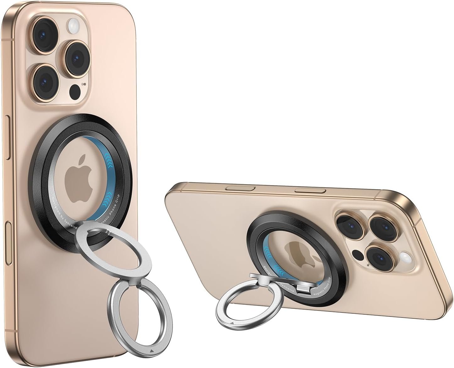 SYNCWIRE for MagSafe Ring Holder, 360° Rotation Magnetic Phone Ring Holder Magnet Cell Phone Grip Finger Ring Kickstand Compatible with iPhone 16 15 14 13 12 Pro Max fits MagSafe Accessories – Black