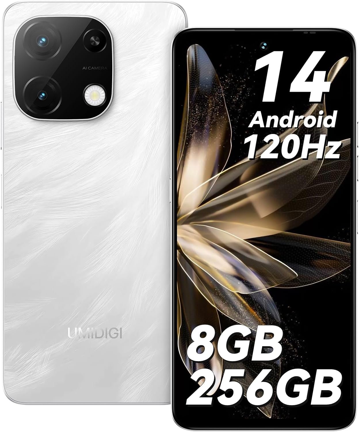 UMIDIGI Note 100A Cell Phone, 6.8″ HD+ 120Hz Display Phones, Android 14 Unlocked Smartphone, 8(4+4)+256GB/1TB TF, 5000mAh Battery Andriod Phone, AI Face & Fingerprint Unlock, 4G Dual SIM, GPS,OTG