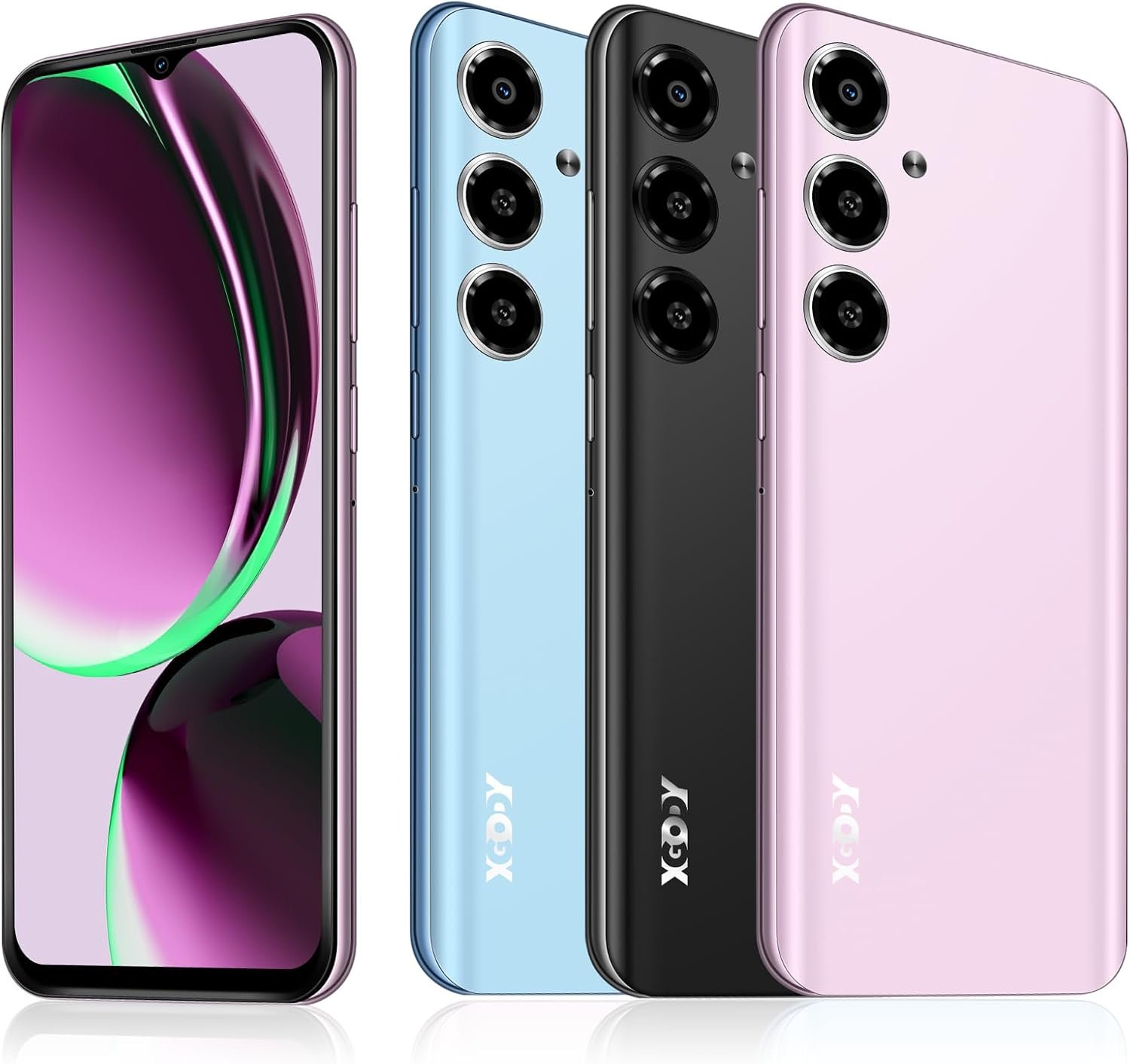 Xgody Unlocked Cell Phones V50, 4GB+64GB ROM, 6.52” HD Incell Screen Smartphone, Dual 4G LTE Unlock Android Phone, 13MP+5MP Camera, Face Unlock, 4500mAh Battery Mobile Phone (V50 2024, Pastel Pink)