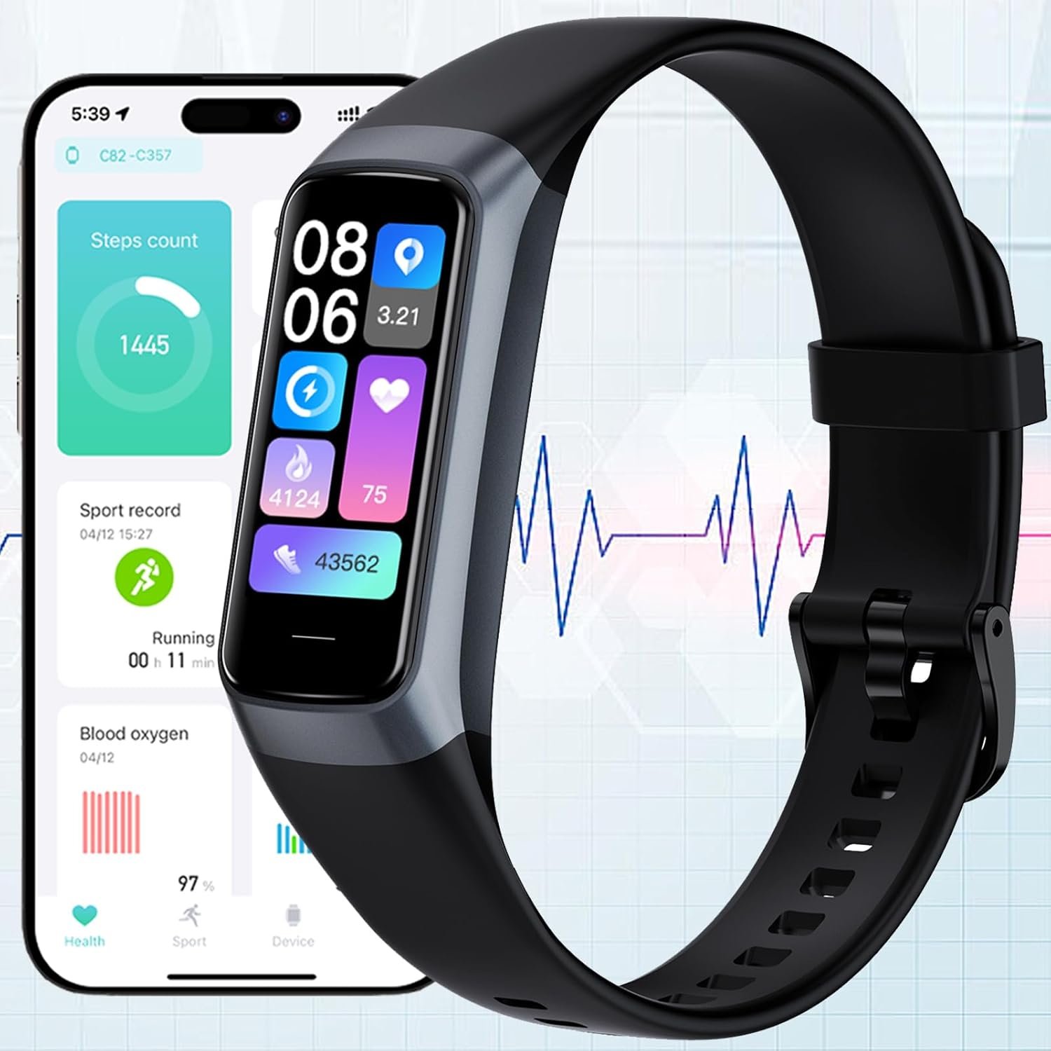 Fitness Tracker Watch, Smart Watch with Blood Pressure Heart Rate Sleep IP67 Waterproof Health Watch Fitness Activity Tracker Step Calorie Counter Pedometer Watches for Men Women Android iOS Phone