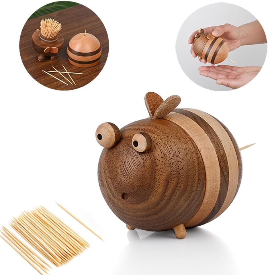 Bee Toothpick Holder Dispenser – Unique Kitchen Gadgets for Home Decor and Gifts, Cute Kitchen Accessories for Bee Lovers, Bee Decor – Perfect Kitchen Gifts Idea–Includes 150 Pcs Toothpicks