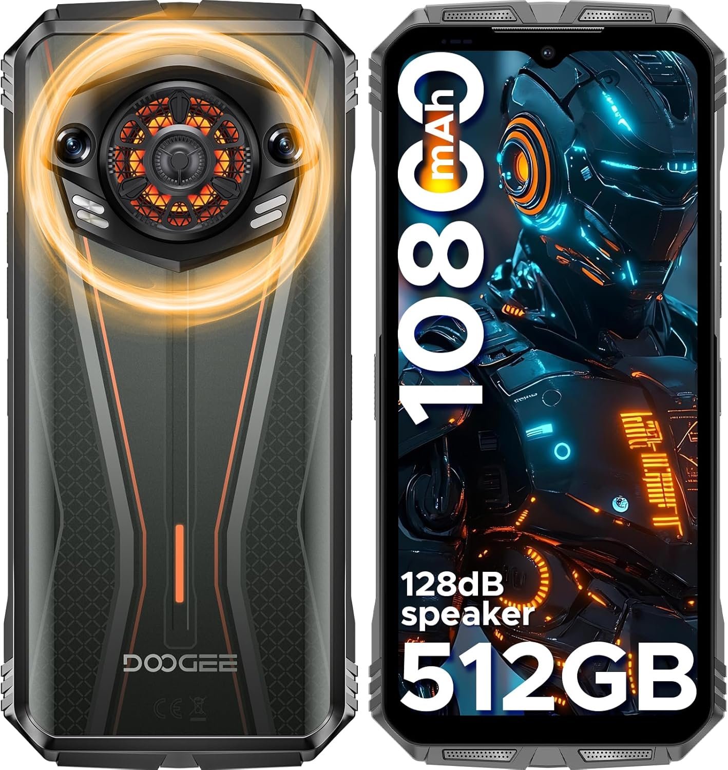 DOOGEE S Punk Pro(2025) Rugged Phone,20GB+512GB Android 14 Rugged Cell Phone with 128dB Loudest Speaker,6.6 FHD+ IPS 90Hz,10800mAh Rugged Smartphone,50MP AI Camera,Waterproof Phone,Face Unlock/NFC