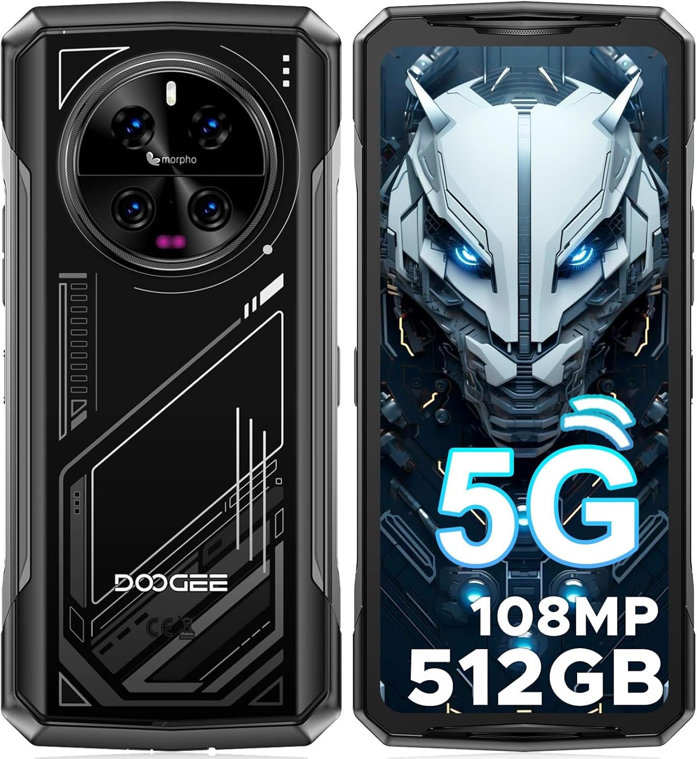 DOOGEE V40 Rugged Smartphone 5G Unlocked,512GB+32GB Rugged Phone,4nm D7300,6.78″ FHD+120Hz Rugged Cell Phone,108MP+AI Camera,8680mAh Battery 33W,NFC/5G Dual SIM/WiFi 6E/Face/Fingerprint ID