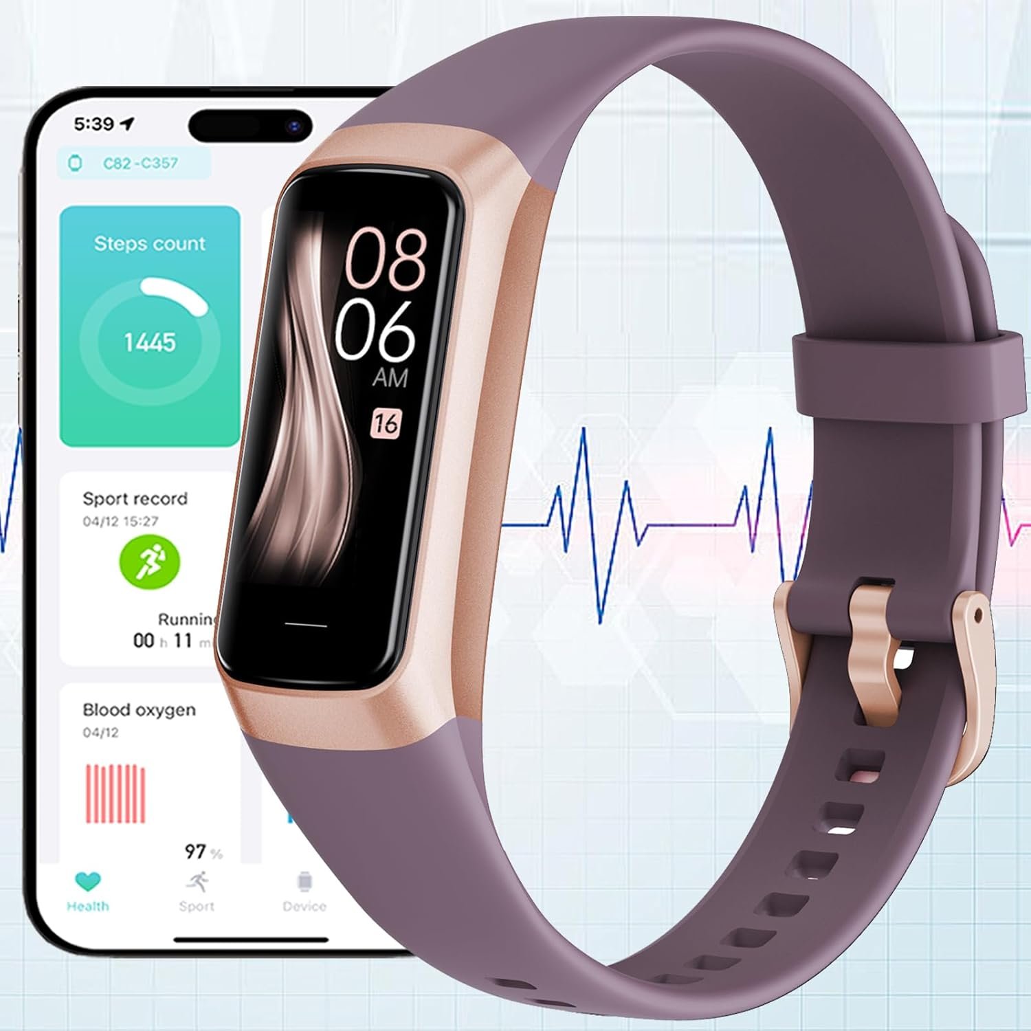Fitness Tracker Watch, Smart Watch with Blood Pressure Heart Rate Sleep IP67 Waterproof Health Watch Fitness Activity Tracker Step Calorie Counter Pedometer Watches for Men Women Android iOS Phone