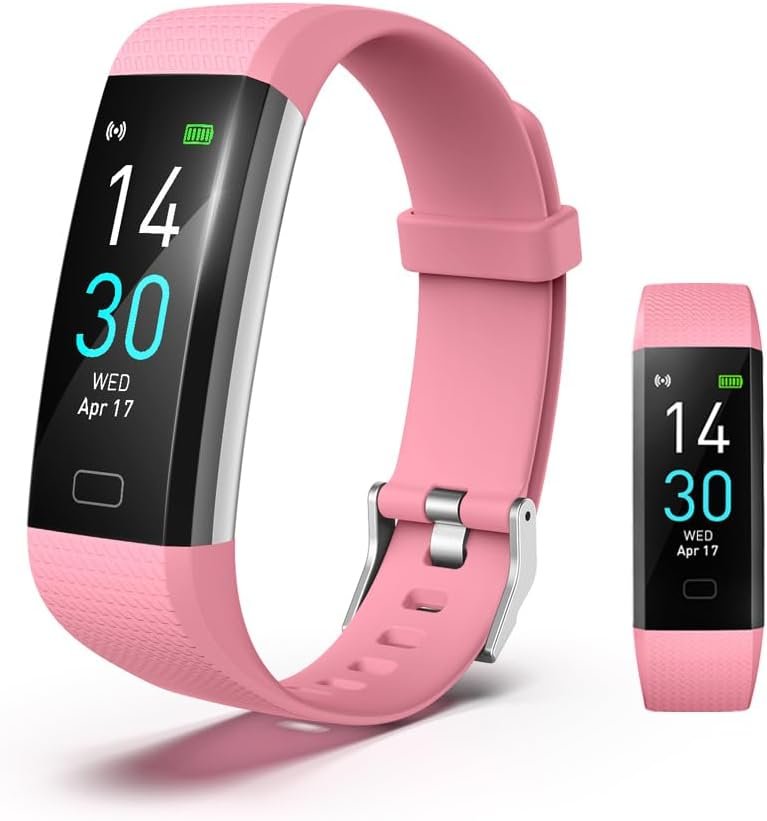 Fitness Tracker with Blood Pressure Heart Rate Oxygen Monitor, Activity Sleep & Temperature Smart Watch IP68 Waterproof Pedometer Step Counter for Kids Man Women S5