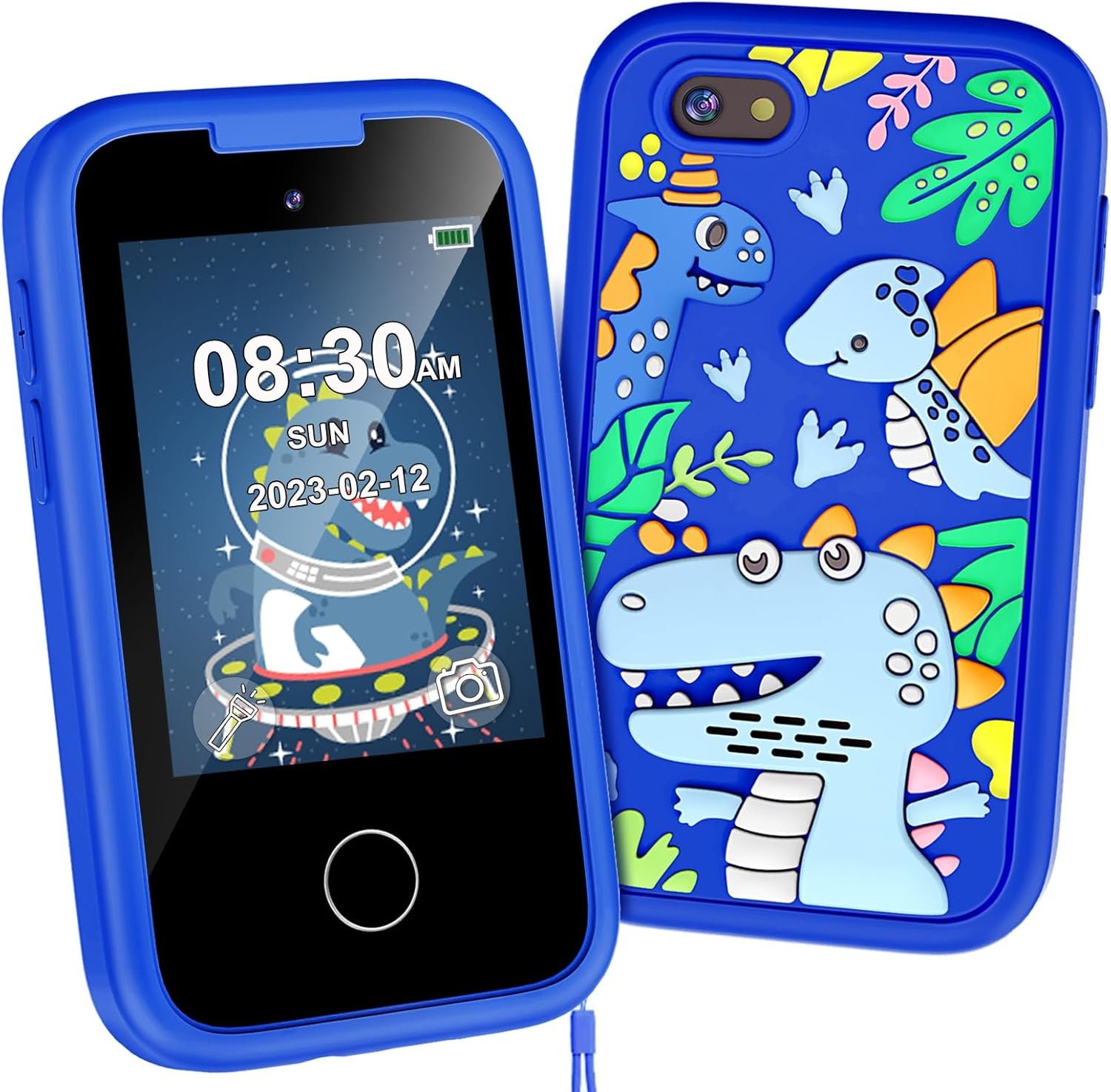 Kids Smart Phone for Boys, Christmas Birthday Gifts for Boy Girl Age 3-10 Kids Toys Cell Phone, 2.8″ Touchscreen Toddler Learning Play Toy Phone with Dual Camera, Game, Music Player, 8GB Card Blue