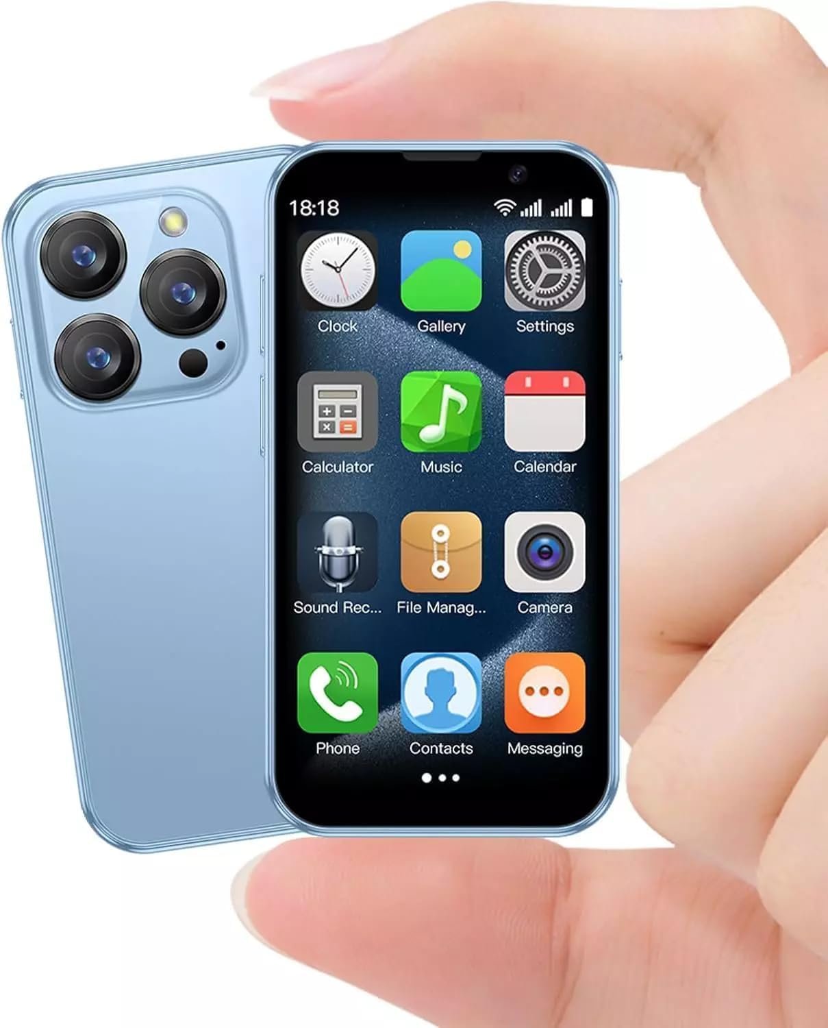 Mini Phone, Unlocked Mini Smartphone for Kids, 3.0″ HD Touch Screen Android 8.1 Phones, Quad Core/Dual SIM/2600mAh Battery/2G+16G/GPS/Face lD Student Pocket 4G Cell Phone- Blue