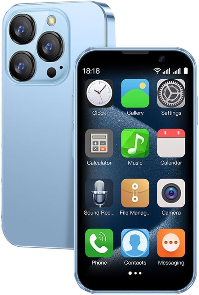 Mini Smartphone 3G Unlocked 3.0 Inch Dual Sim Face ID Best Gift for Kids Phone Premium Child Small Student Pocket Cellphone, 2+16GB (Blue)