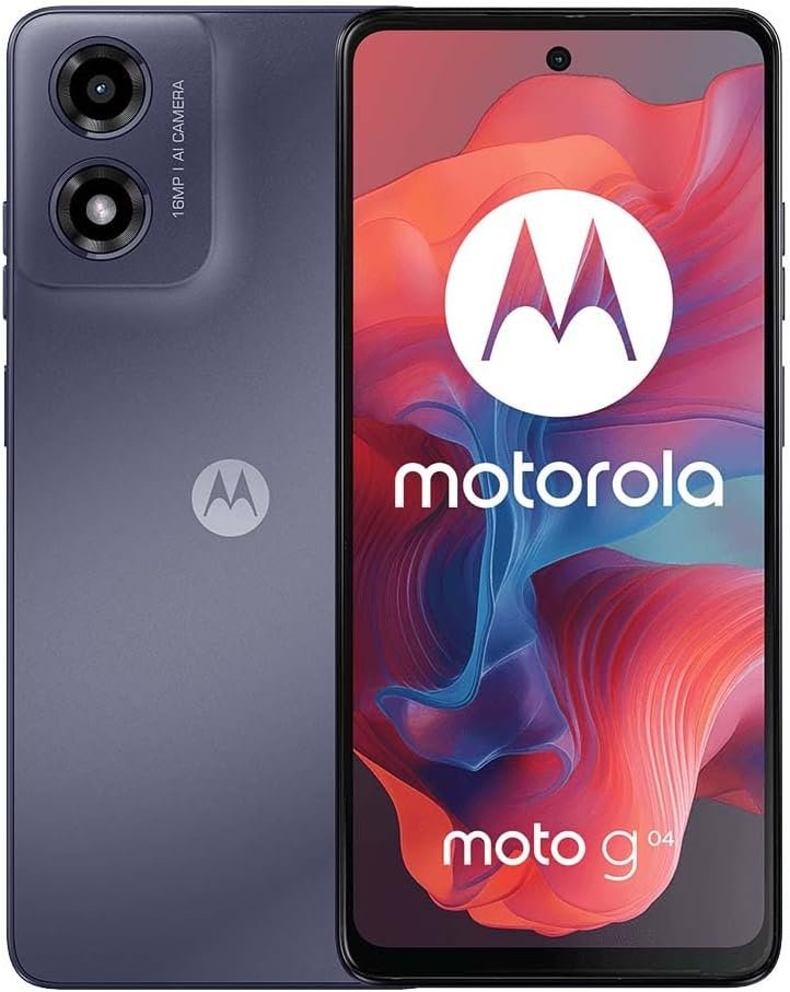Motorola Moto G04 XT2421-2 (Dual Sim) Factory GSM Unlocked | 4+128GB | 6.56″ 90Hz LCD Display | 16MP Camera | International Model – (Black)