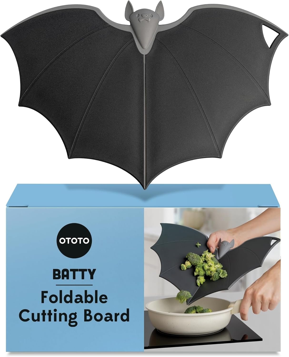 OTOTO Cutting Board – Wooden & Plastic Cutting Boards for Kitchen, Fun & Spooky Kitchen Gadgets, Housewarming & Goth Gifts, Dishwasher Safe (Bat, Plastic)