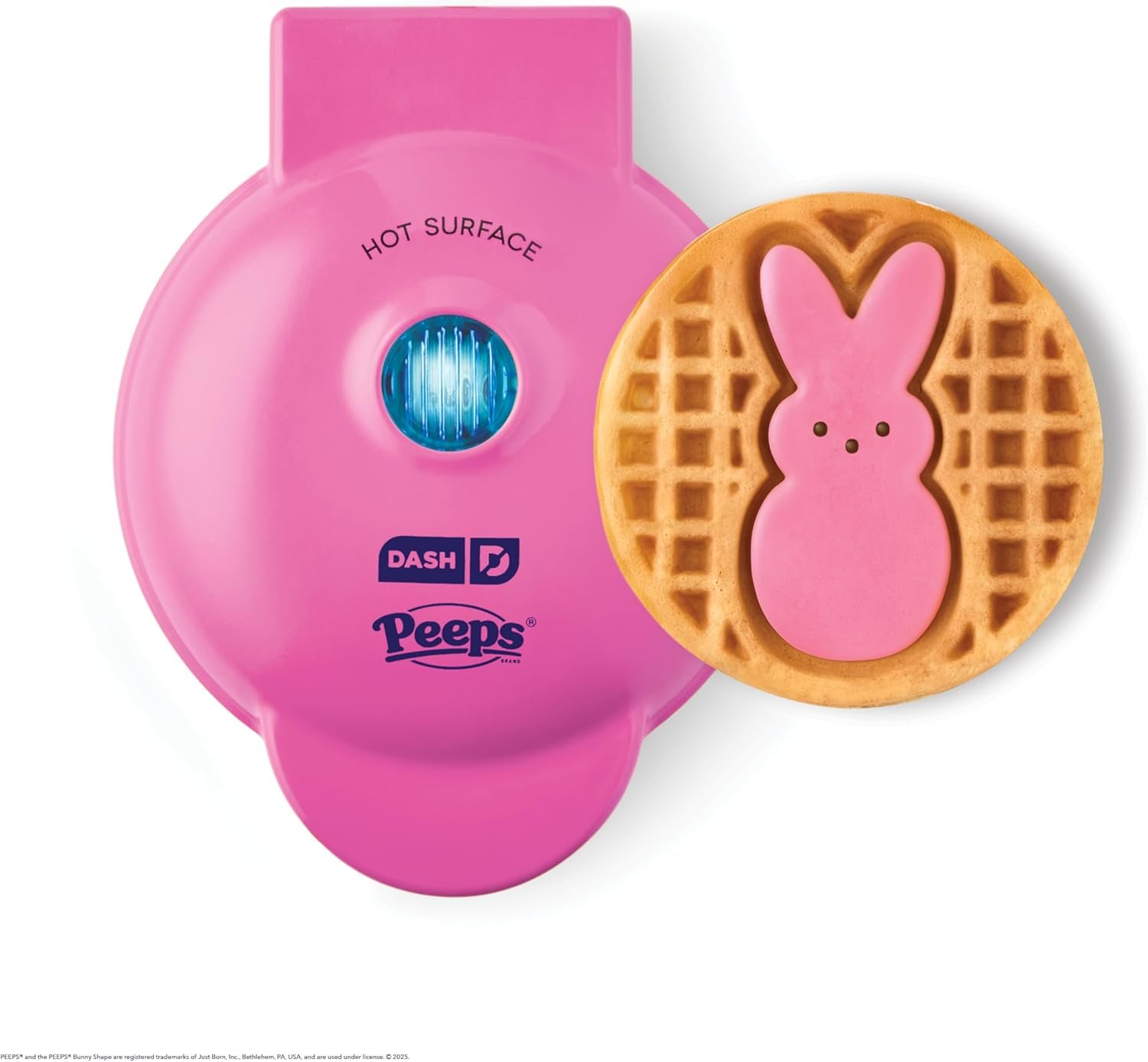 PEEPS x Dash Bunny Mini Waffle Maker for Individual Waffles, Hash Browns, Keto Chaffles with Easy to Clean, Non-Stick Surfaces, 4 Inch – Pink