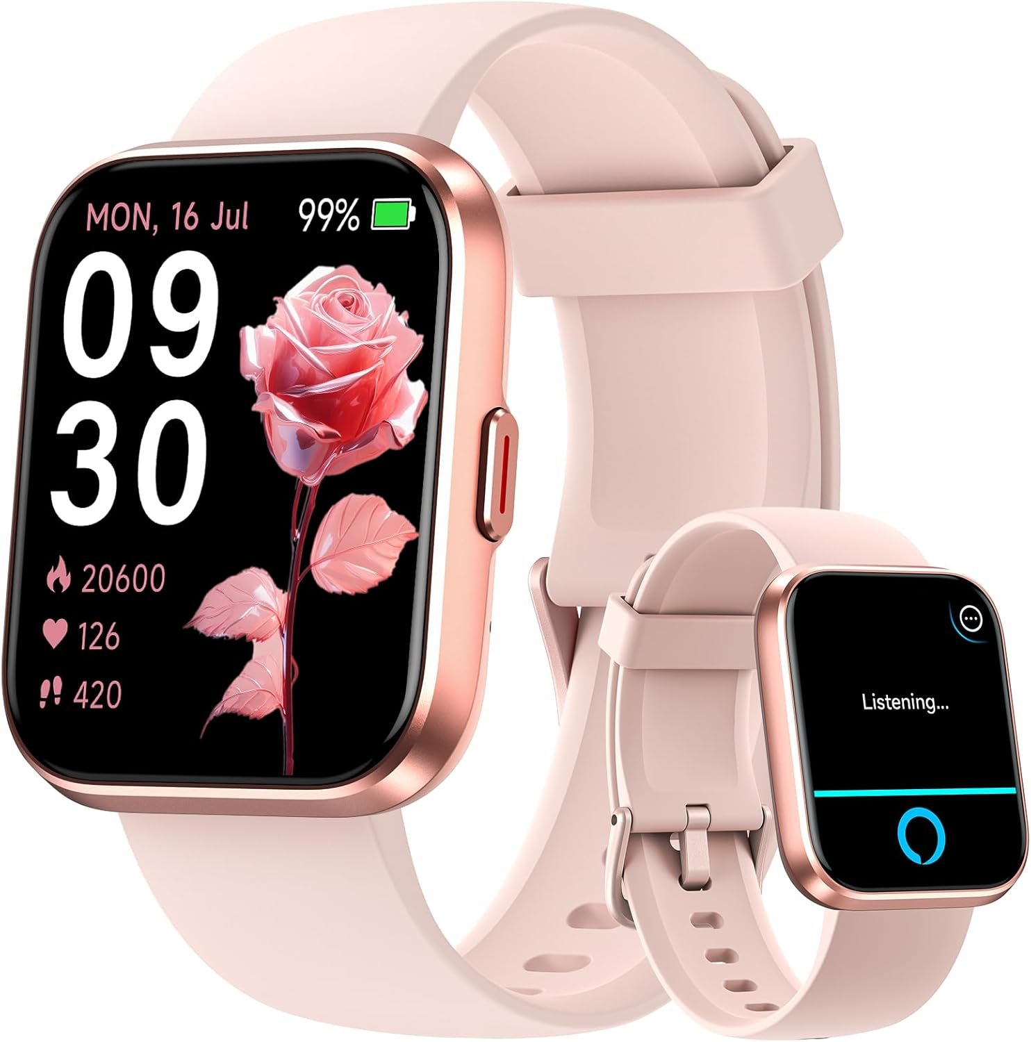 Smart Watches for Women Android iPhone, [1.8” HD Screen] Smartwatch Alexa Built-in Fitness Watch with Bluetooth Calls, IP68 Waterproof, Heart Rate/Sleep/SpO2 Monitor, 110 Sports