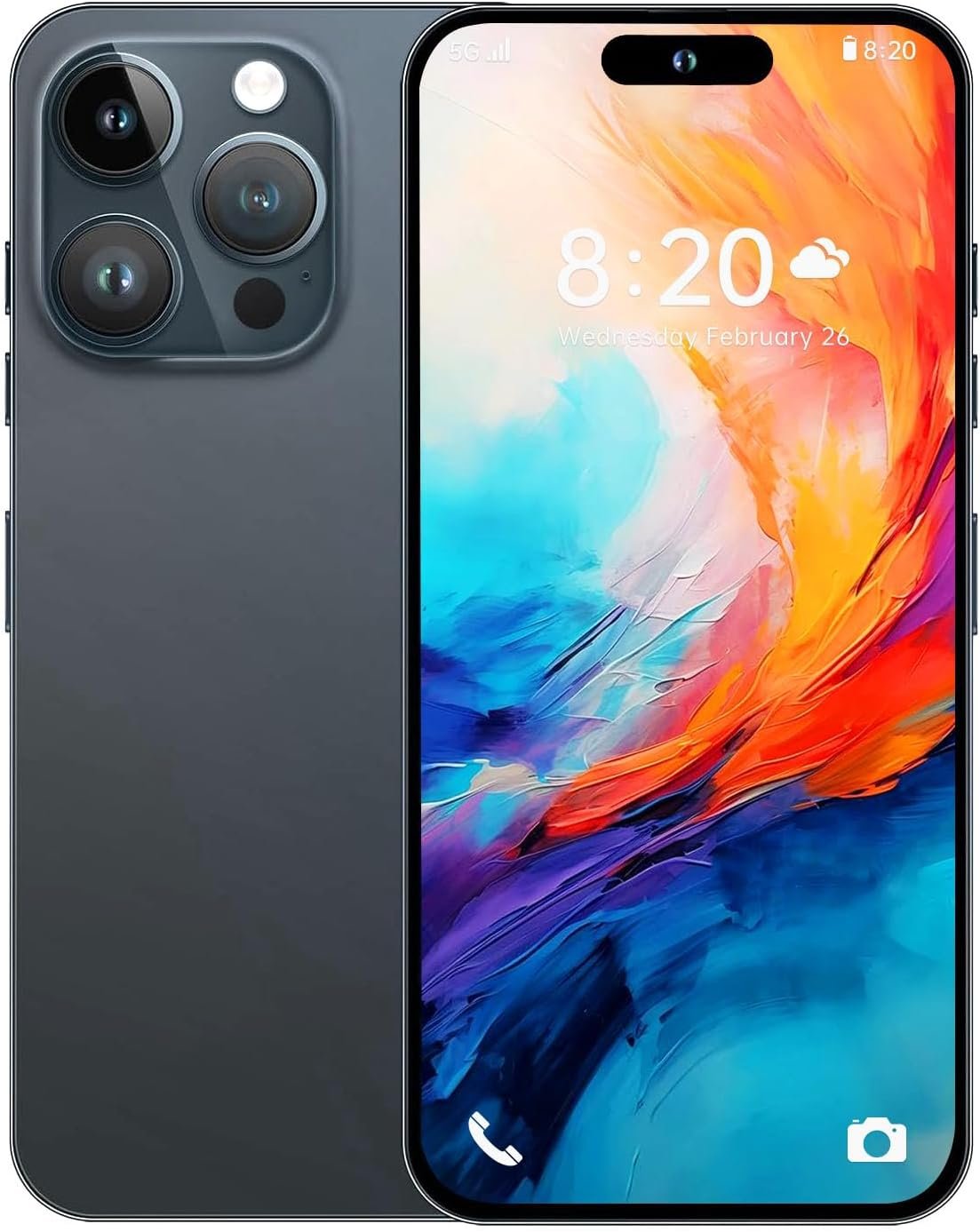 Unlocked Android Phone J15, 12GB+512GB Cell Phone 5G Mobile Phone Android 13 Smartphone, 6.8”FHD, 48MP+108MP Camera, 6800mAh Battery Dual SIM Phone/Face ID Blue