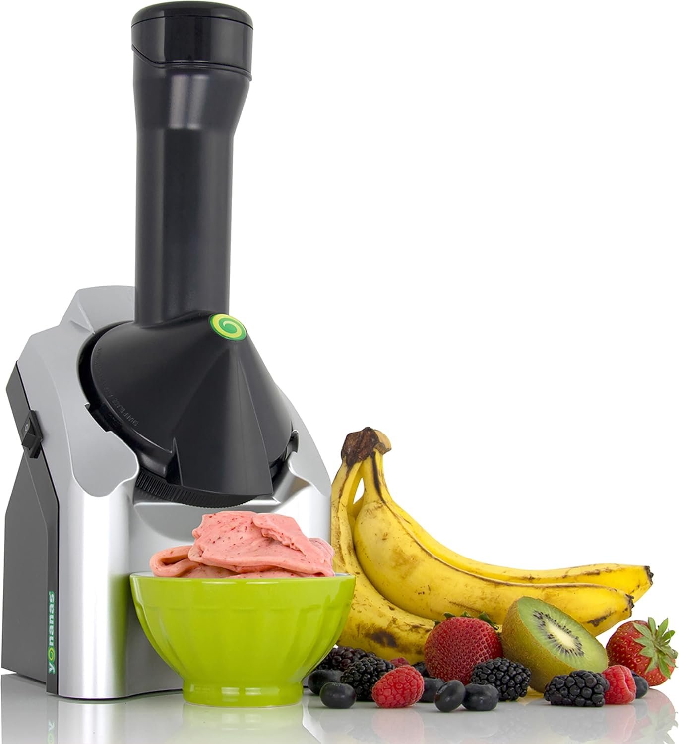 Yonanas Fruit Soft Serve Maker for Vegan, Dairy-Free Ice Cream Treats, Includes 36 Recipes, 200-Watts, Silver