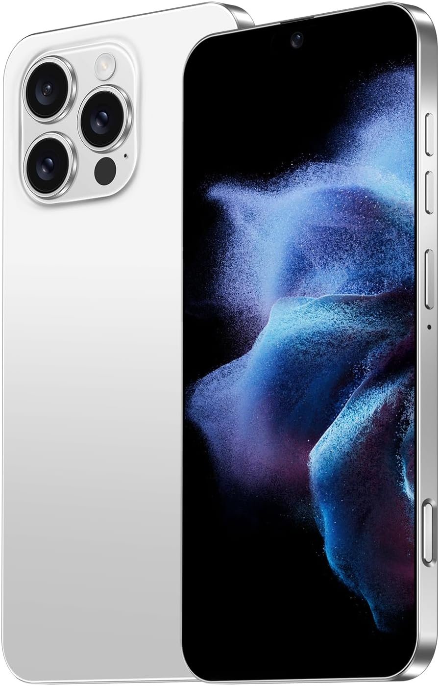 15 PROMAX 5G Unlocked Smartphone,12GB+512GB Fully Cell Phone for Android 14, 6.8″ Unlocked Cell Phone, 6800mAh, 48MP+108MP Dual Camera/Dual SIM/Fingerprint Lock/Face (White)