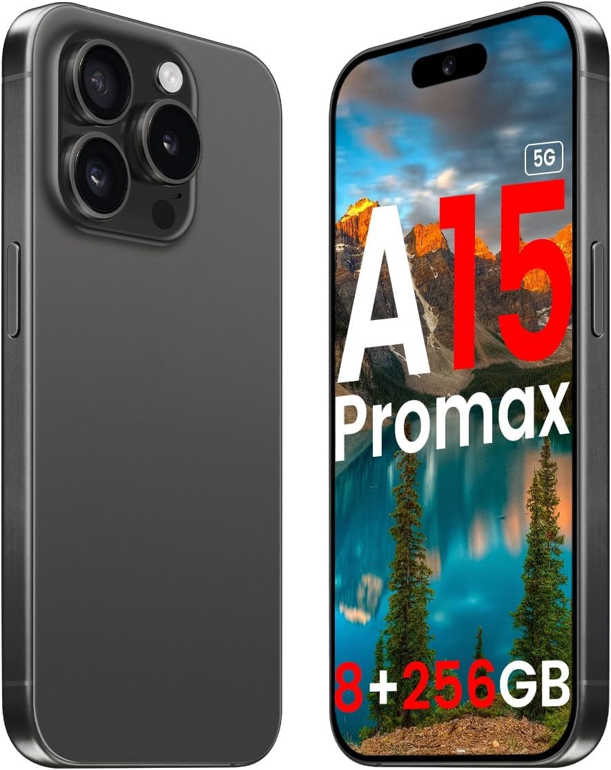 A15 Promax Unlocked 5G Cellphone 2024 Android 13 Phones with 6.8″ FHD Screen Smartphones 48MP+108MP 6800 mAh|Dual SIM|Face ID Snapdragon 8cen2 Android Phone(Black)