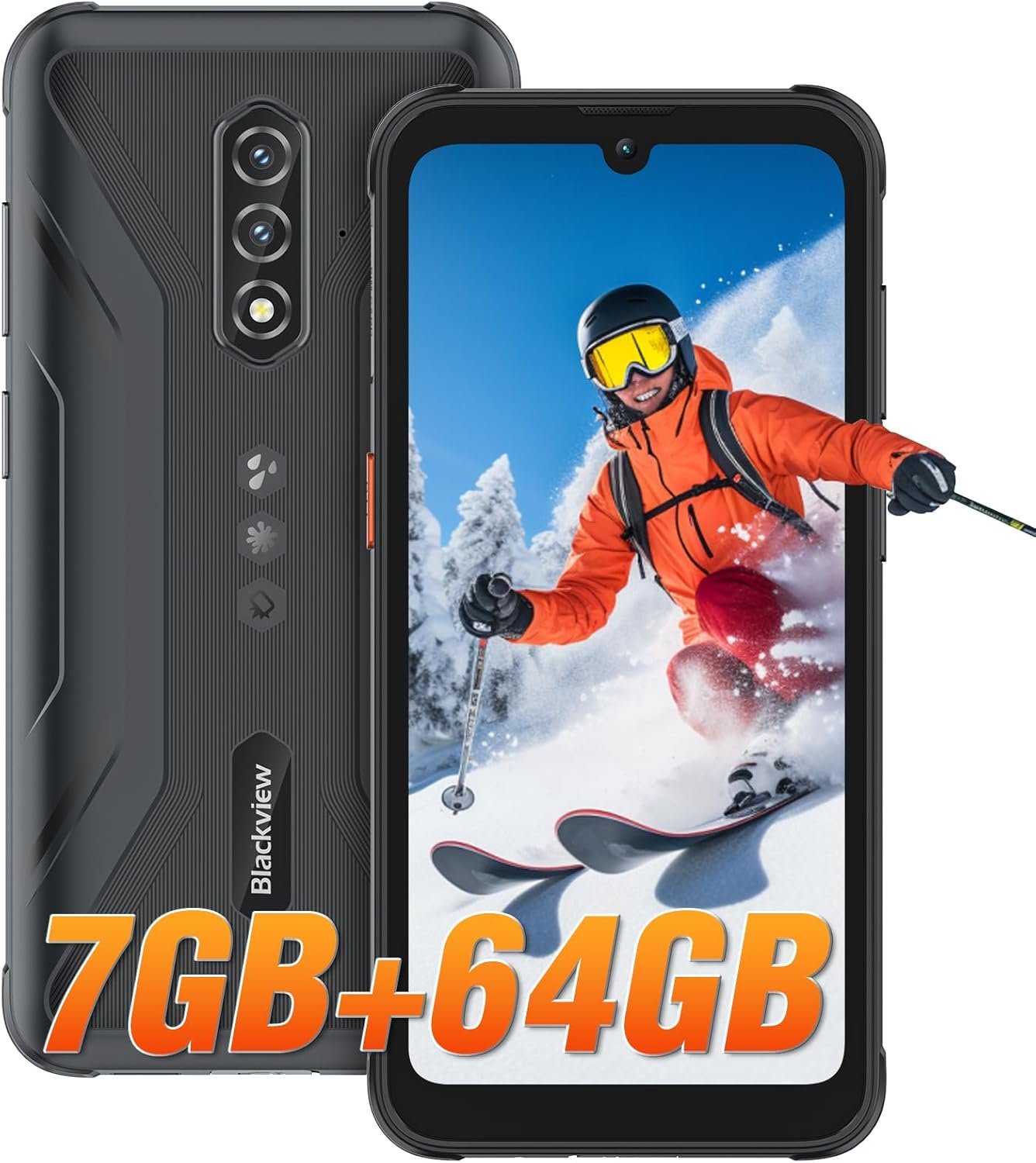 Blackview BV5200Pro Rugged Smartphone Unlocked, Octa-core 7GB+64GB/SD 1TB Waterproof Unlocked Android Phones, 6.1”HD+ Diaplay, 5180mAh Battery, NFC, 3 Card Slots, 13MP Camera, Face ID, T-Mobile