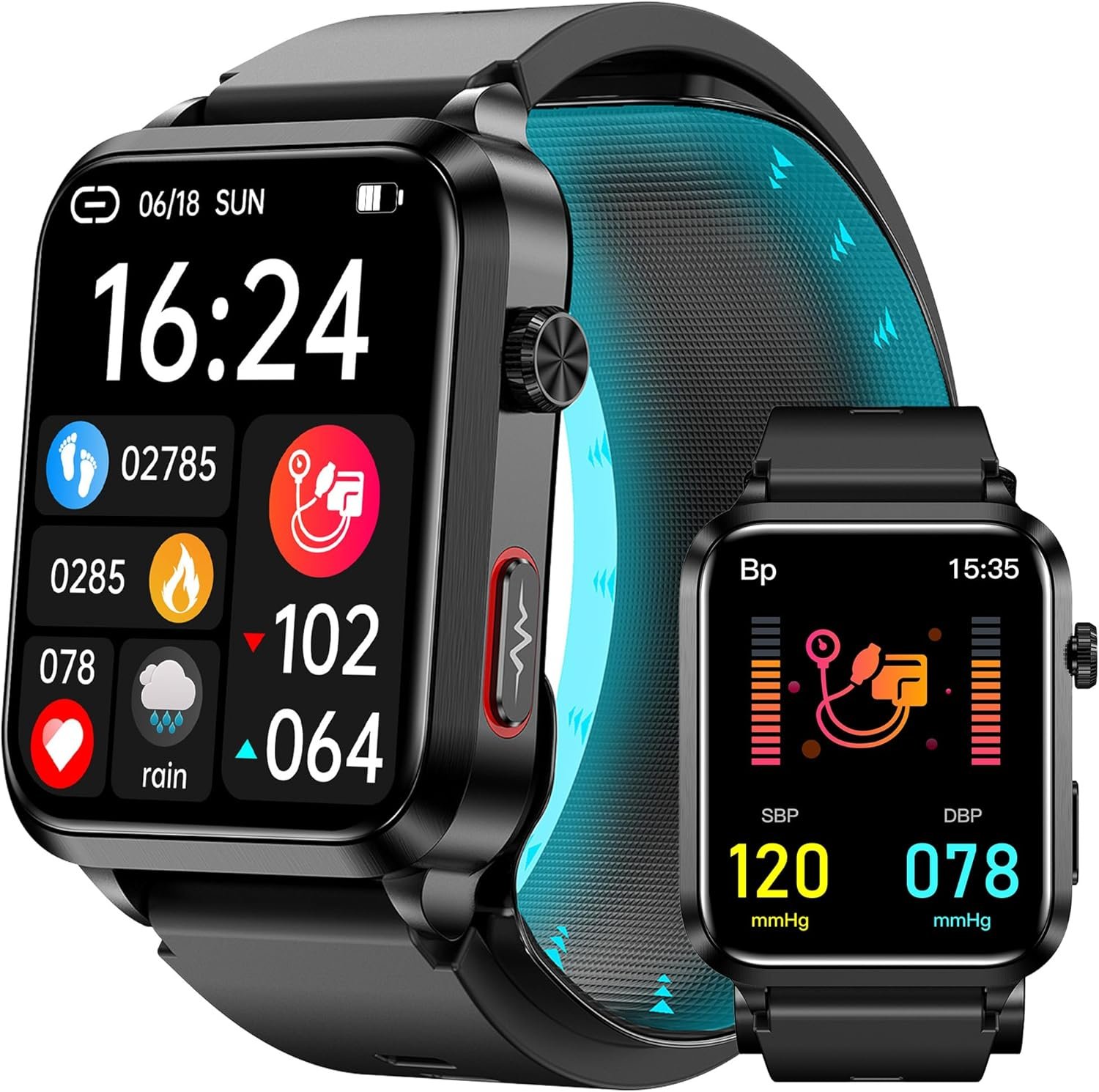 Blood Pressure Smart Watch with Air Bag Cuff, 1.92″ lPS Color Screen, 24/7 Heart Rate Blood Oxygen Sleep Respiration Rate Health Monitor Familiy Data Sharing