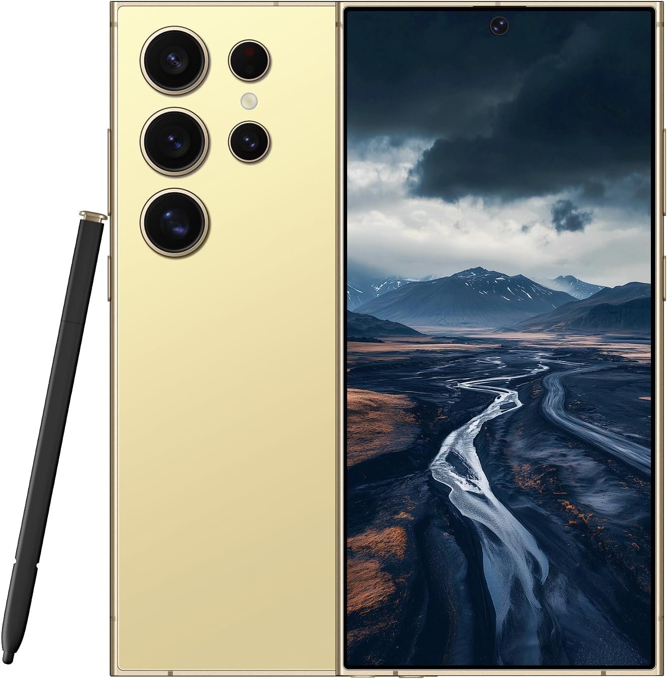 C24 Ultra Unlocked Cell Phones Smartphone Android 13 Phones 8+256GB/6.8″ HD Screen/Dual SIM/108MP+48MP Camera/6800 mAh/Built-in Pen (Lemon)