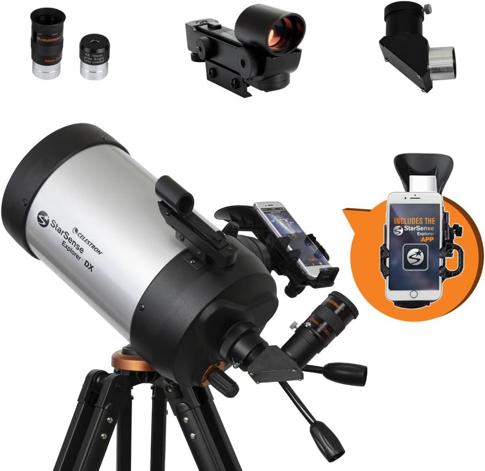 Celestron 22462 StarSense Explorer DX 5” Smartphone App-Enabled Schmidt-Cassegrain Telescope Works with StarSense App to Help You Find Stars, Planets & More – iPhone/Android Compatible