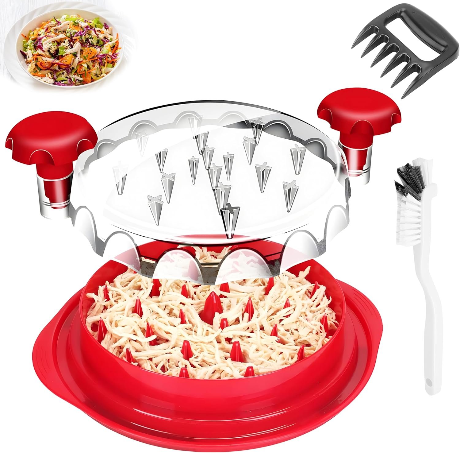 Chicken Shredder Tool Twist Large – 10” Meat Shredder for Chicken Breast,Visible Kitchen Gadgets Meat Grinder Machine with Brush,Strong Anti-Slip Strip,BPA Free, Suitable for Pork Beef Chicken