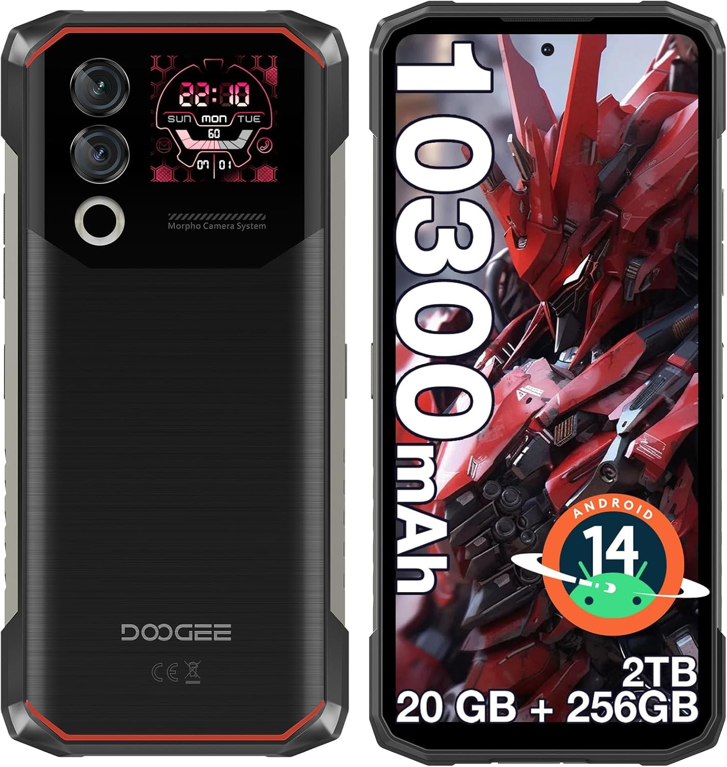 DOOGEE Blade 10 Max Rugged Smartphone, 6.56″ HD+ 1.54″ Dual Screen Rugged Phone Unlocked with 10300mAh Battery,20GB+256GB/2TB,4G Dual SIM Cellphones,Android 14/NFC/Face Unlock/Fingerprint/OTG