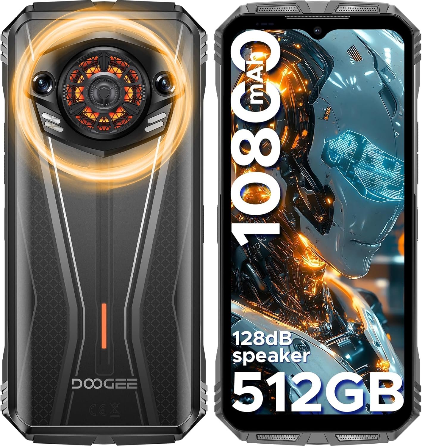 DOOGEE S Punk Pro(2025) Rugged Phone,20GB+512GB Android 14 Rugged Cell Phone with 128dB Loudest Speaker,6.6 FHD+ IPS 90Hz,10800mAh Rugged Smartphone,50MP AI Camera,Waterproof Phone,Face Unlock/NFC