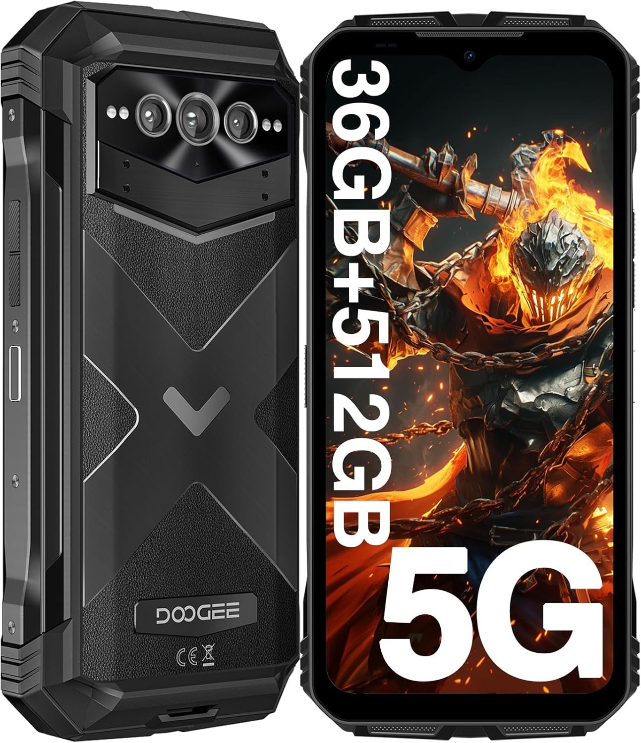 DOOGEE V MAX Plus Rugged Smartphone 5G,22000mAh 36GB+512GB Android 14 Rugged Phone,200MP+32MP+20MP Night Vision Rugged Cell Phone,6.58″ FHD+120Hz IPS Screen,IP68/IP69K Waterproof Phone,NFC/OTG